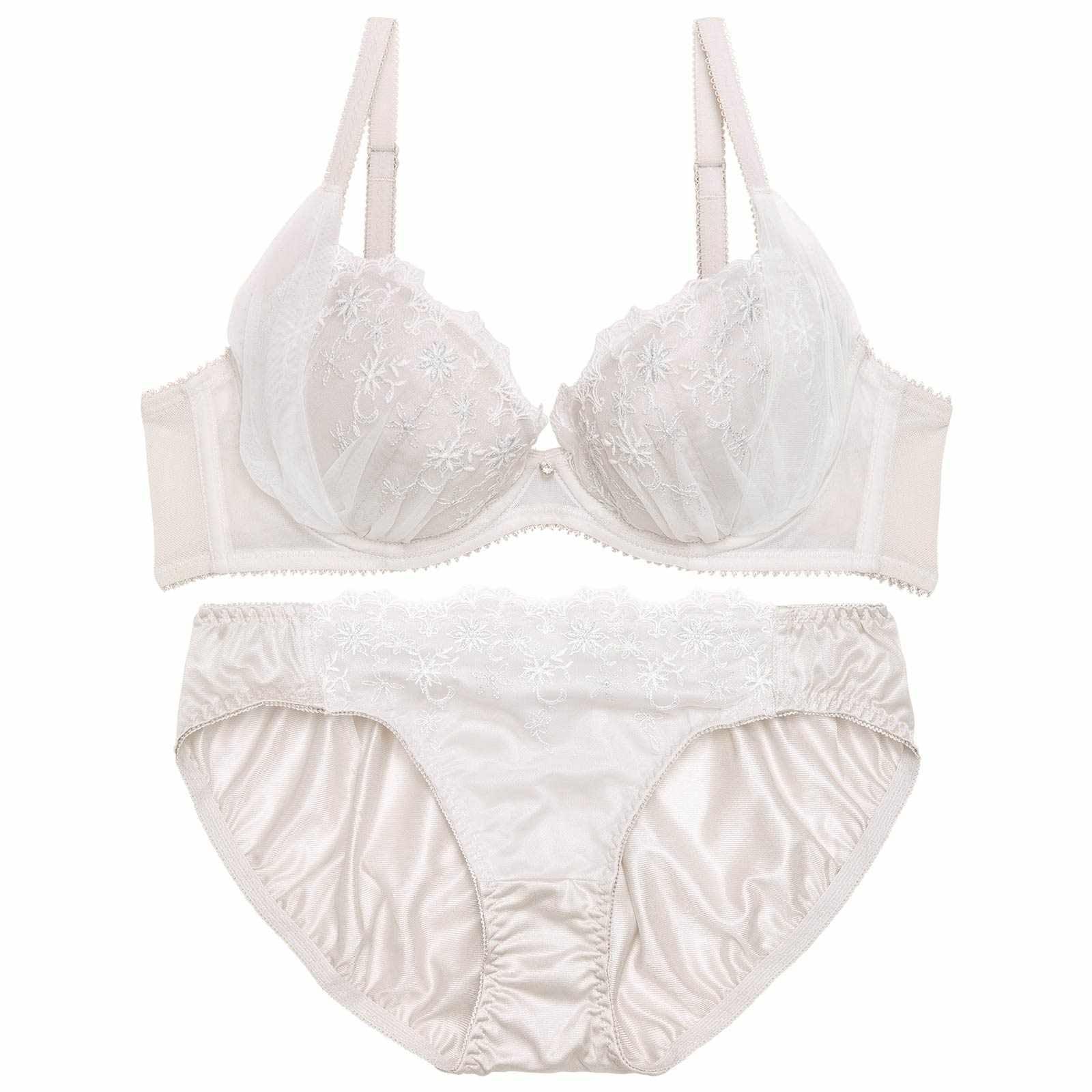 ペールスウィートフラワーブラジャー&フルバックショーツ - 【公式】247Lingerie