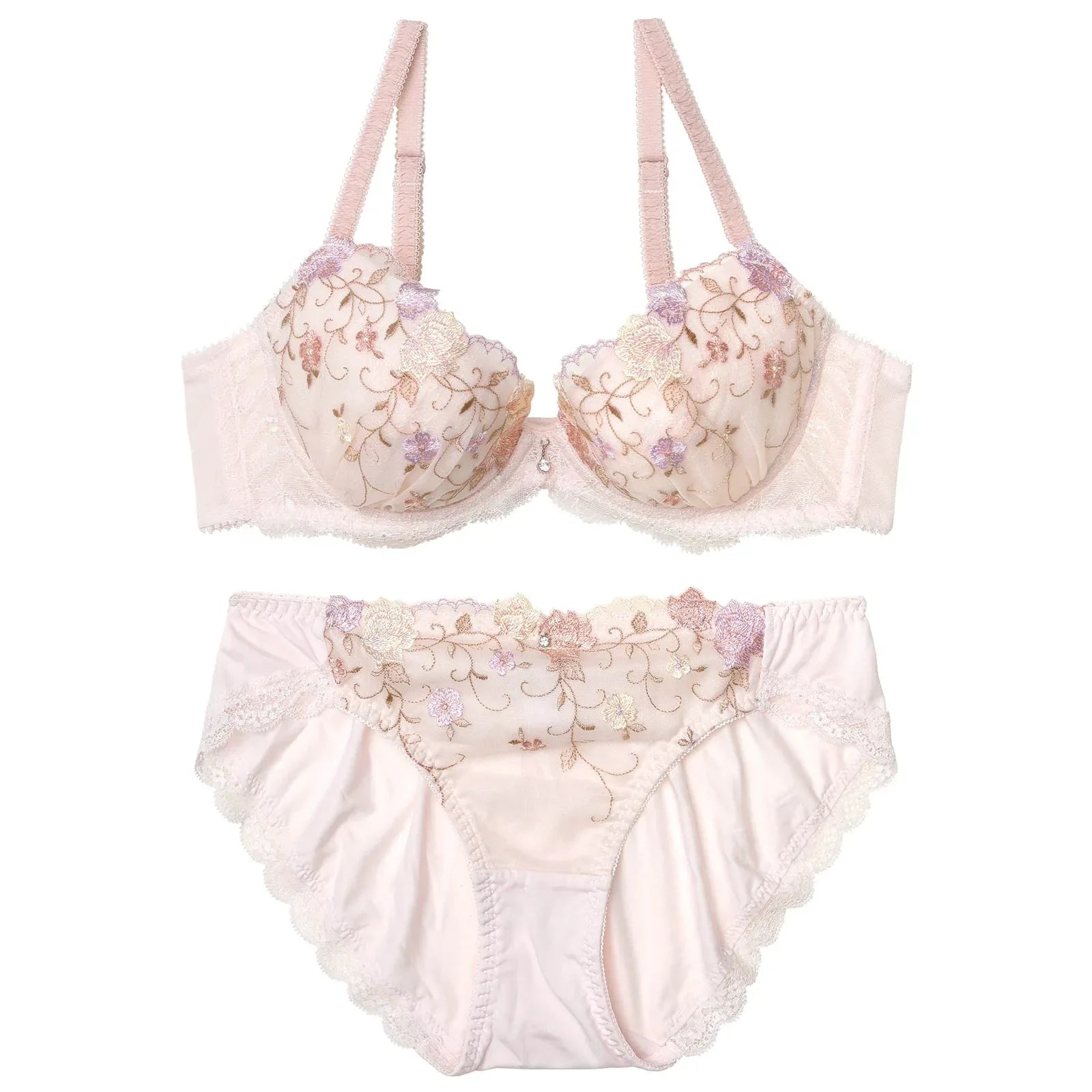 ダスティフローラルエンブロイダリーブラジャー&フルバックショーツ - 【公式】247Lingerie
