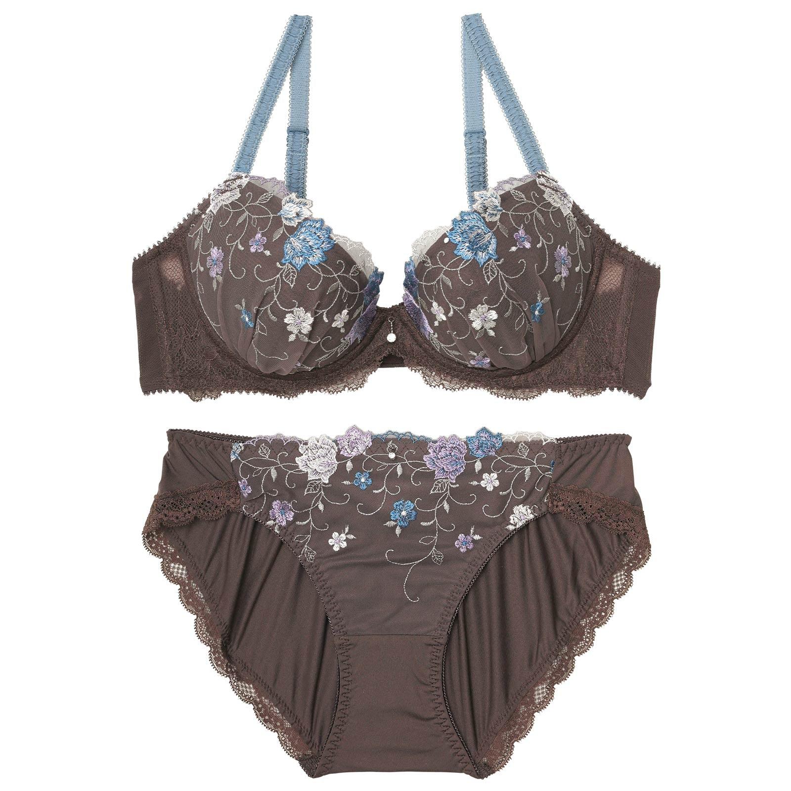 ダスティフローラルエンブロイダリーブラジャー&フルバックショーツ - 【公式】247Lingerie