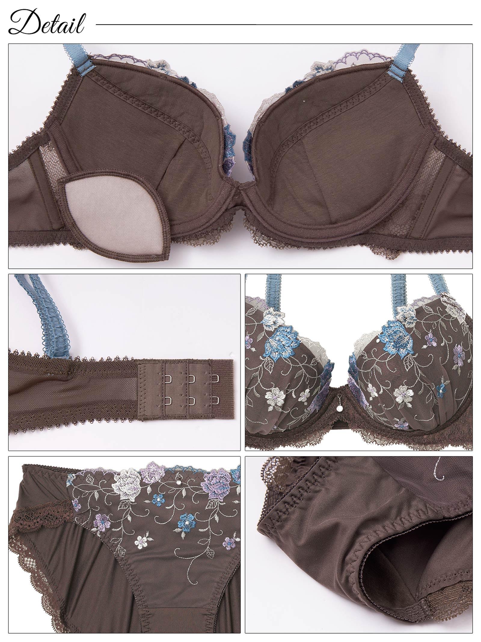 ダスティフローラルエンブロイダリーブラジャー&フルバックショーツ - 【公式】247Lingerie