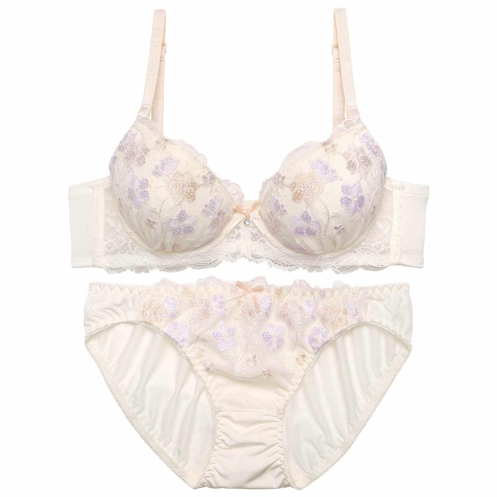 ペールプティフラワーブラジャー&フルバックショーツ - 【公式】247Lingerie