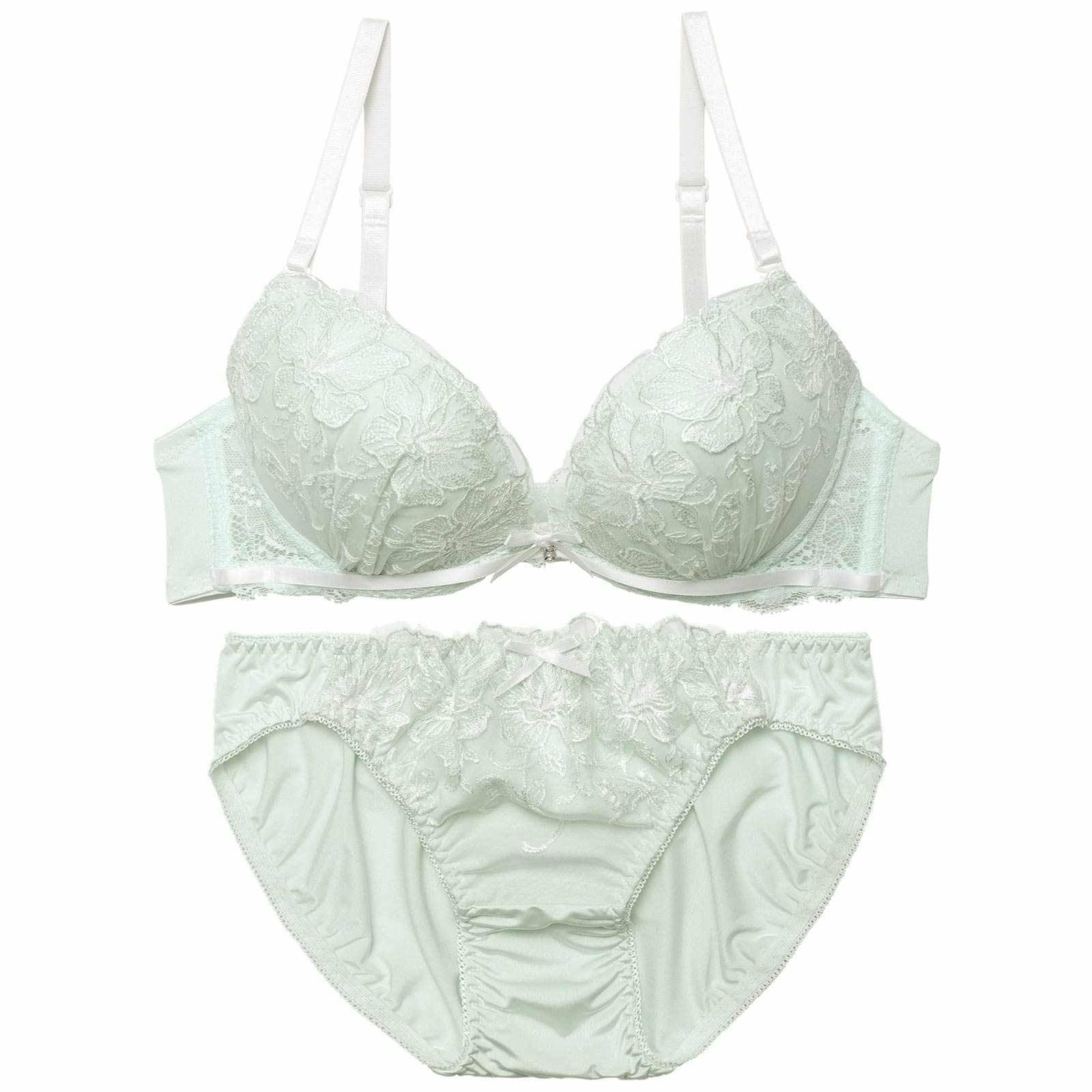 パステルリボンブルーミングブラジャー&フルバックショーツ - 【公式】247Lingerie