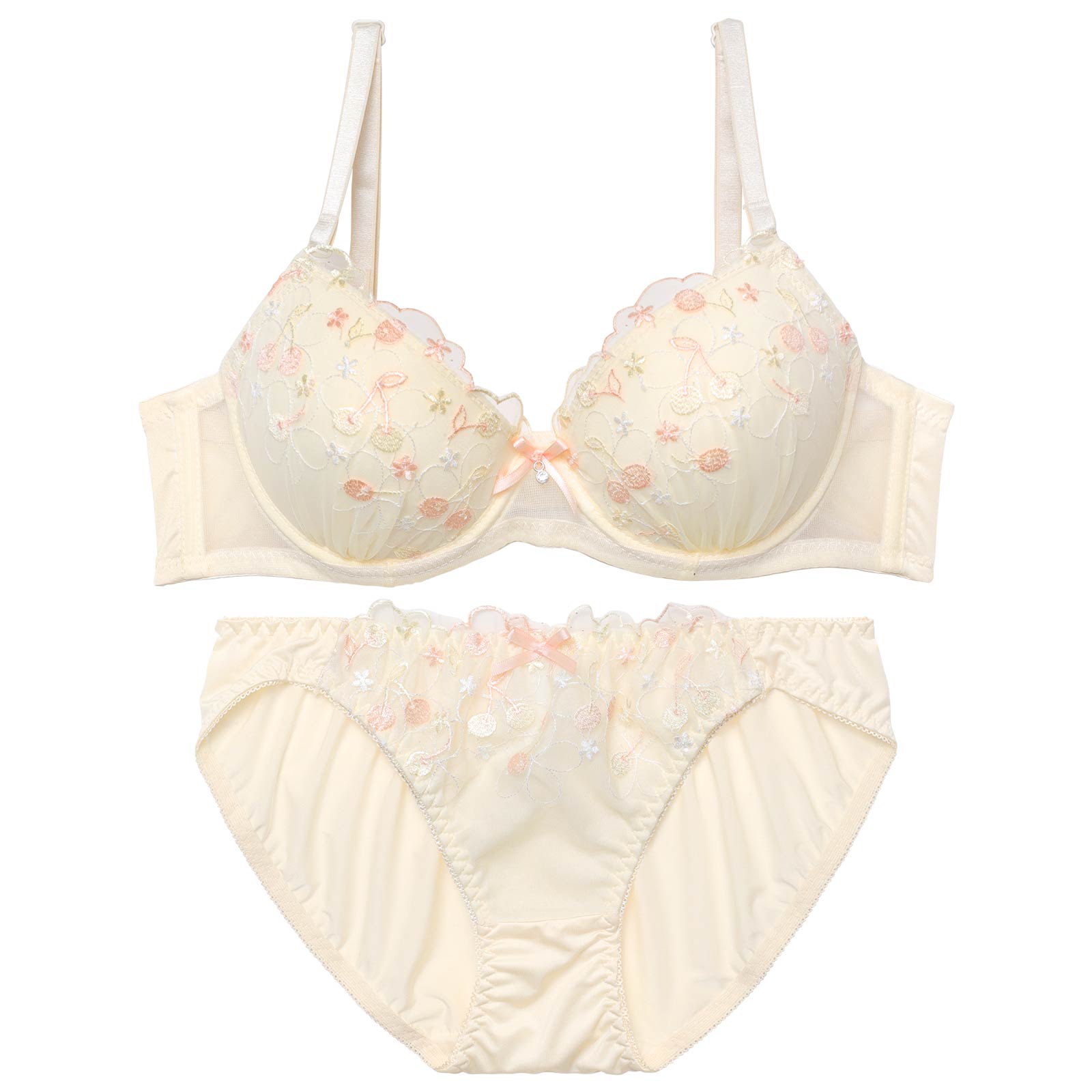パステルスイートチェリーブラジャー&フルバックショーツ