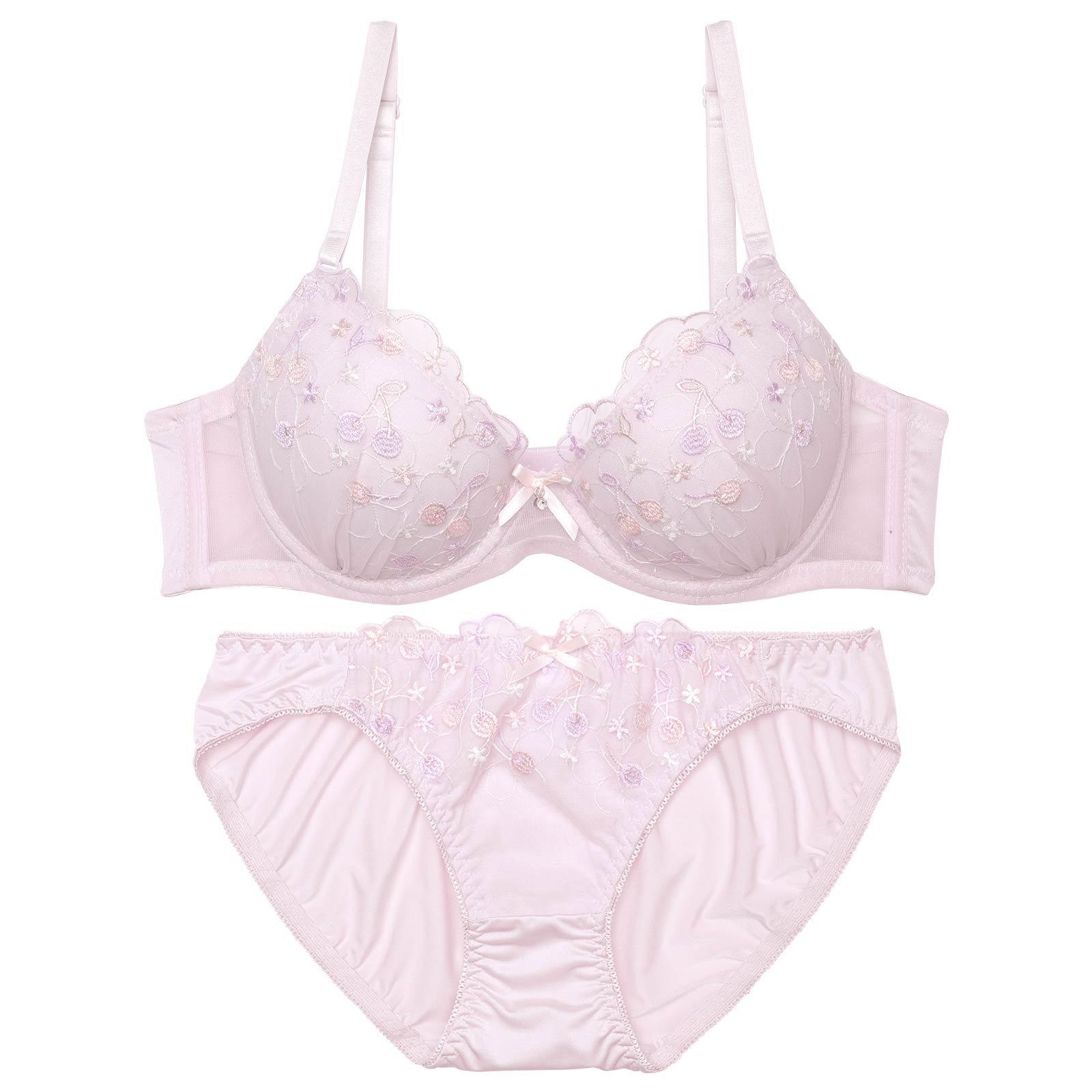 パステルスイートチェリーブラジャー&フルバックショーツ