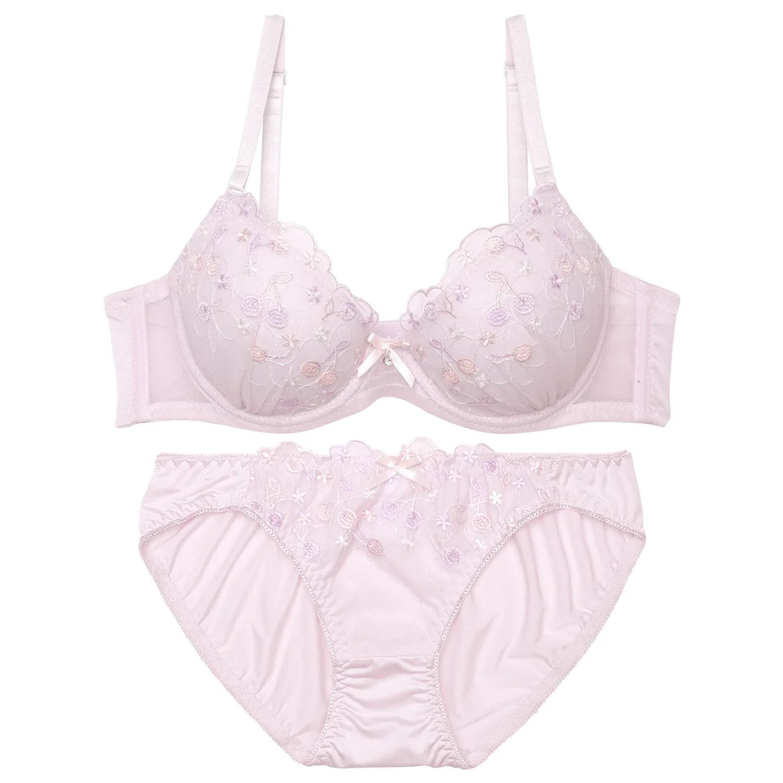 パステルスイートチェリーブラジャー&フルバックショーツ - 【公式】247Lingerie