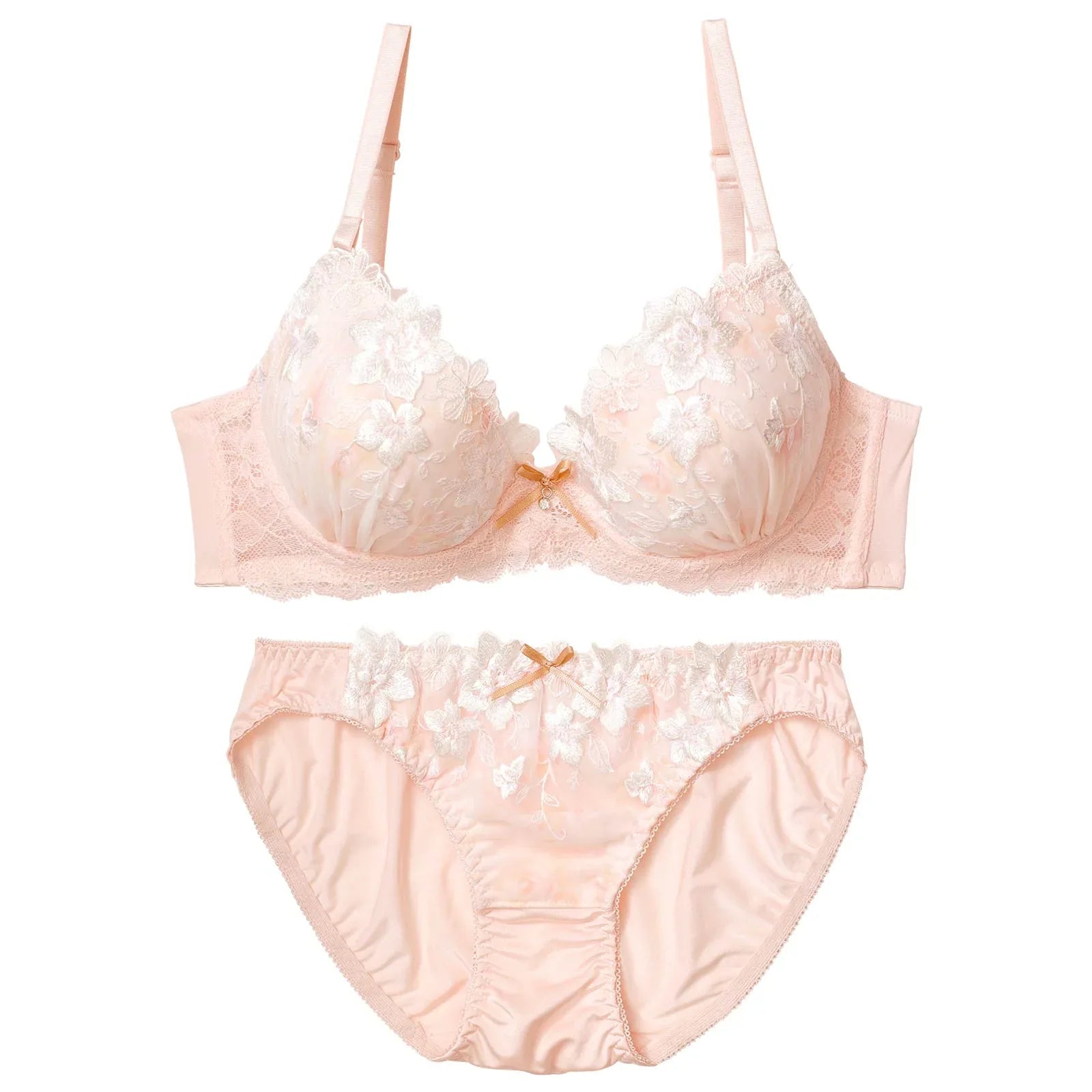シャイニーフェミニンフラワーブラジャー&フルバックショーツ - 【公式】247Lingerie