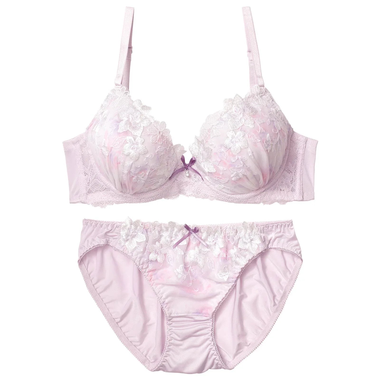 シャイニーフェミニンフラワーブラジャー&フルバックショーツ - 【公式】247Lingerie