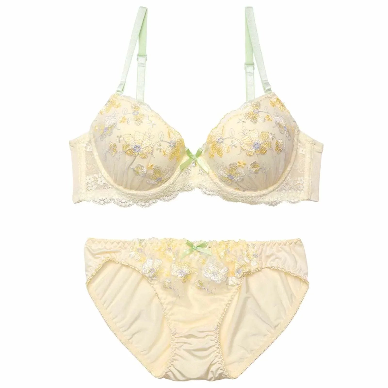 メルティペールフローラルブラジャー&フルバックショーツ - 【公式】247Lingerie