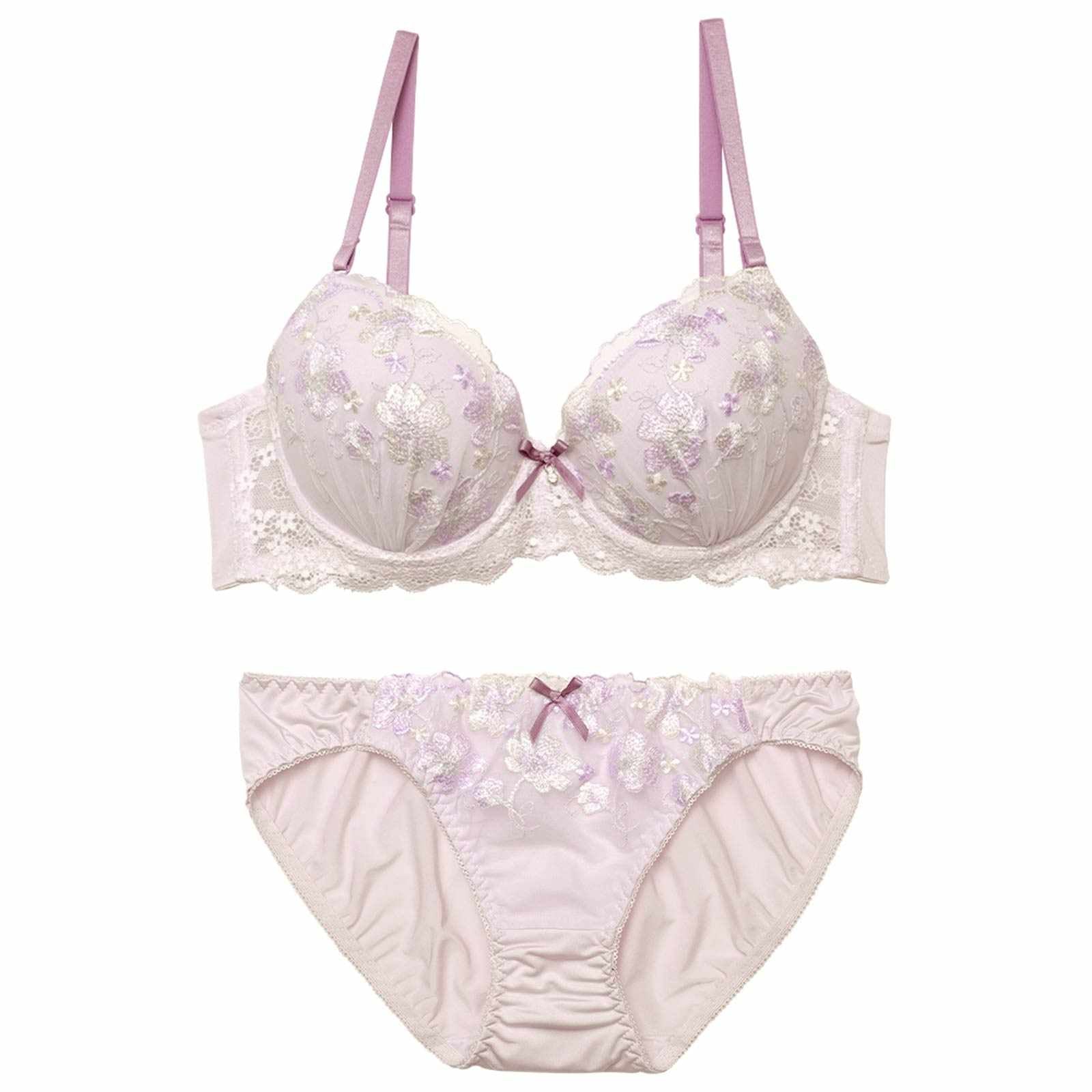メルティペールフローラルブラジャー&フルバックショーツ