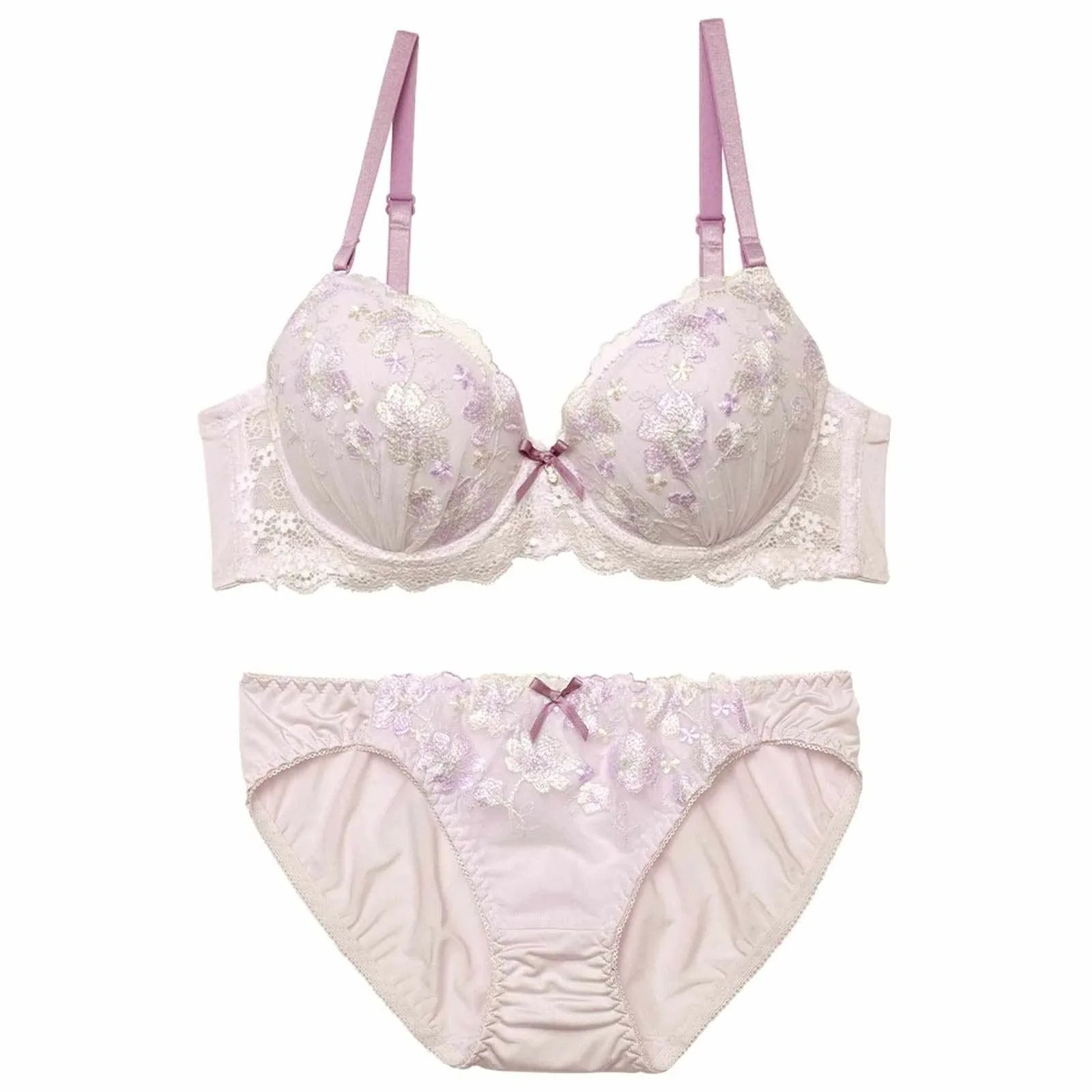 メルティペールフローラルブラジャー&フルバックショーツ - 【公式】247Lingerie