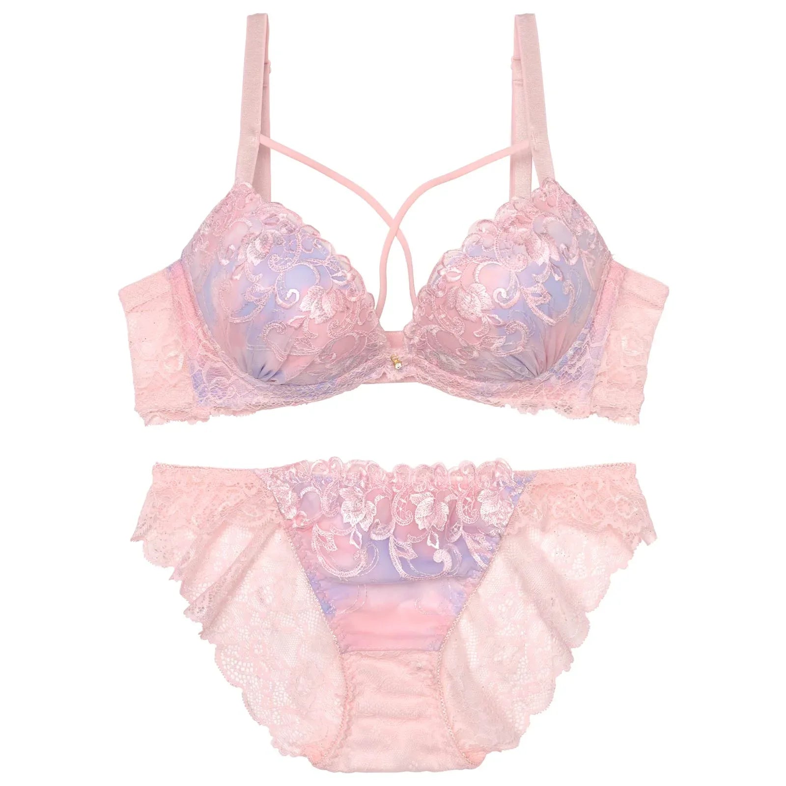 マーブルクロスアイビーブラジャー&バック透けフルバックショーツ