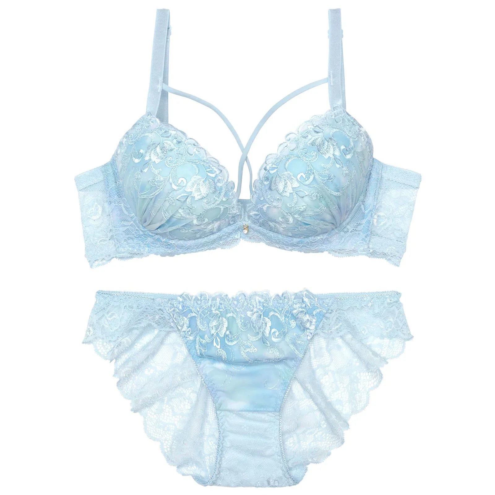 マーブルクロスアイビーブラジャー&バック透けフルバックショーツ