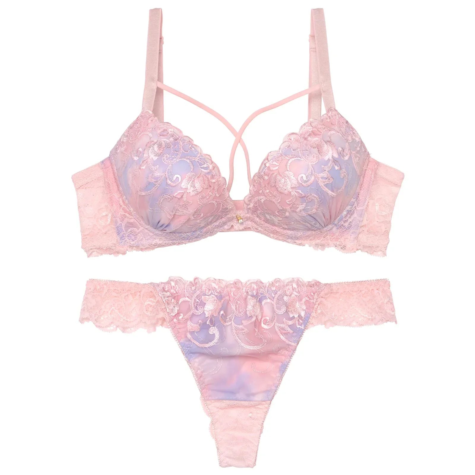 マーブルクロスアイビーブラジャー&バック透けTバックショーツ