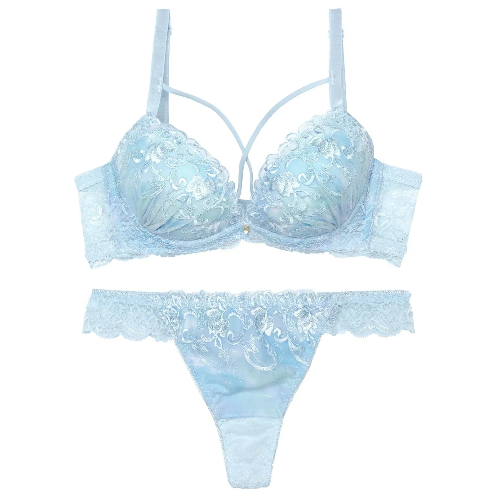 マーブルクロスアイビーブラジャー&バック透けTバックショーツ