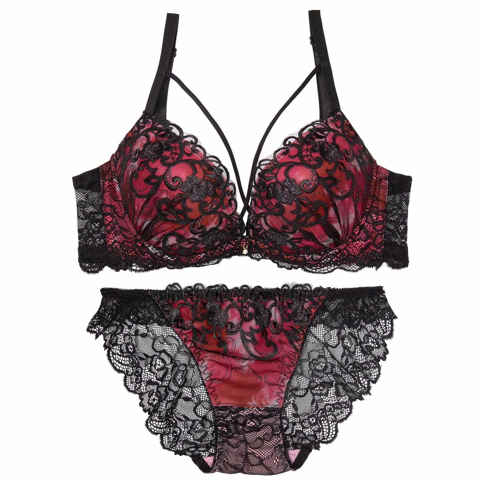 ルミナスアイビーコード育乳脇高ブラジャー&バック透けフルバックショーツ