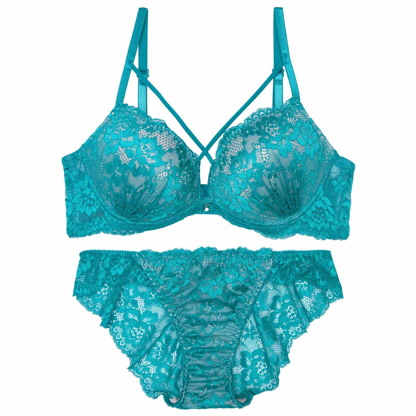 【三上悠亜着用】クロスヌーディーレースブラジャー&バック透けフルバックショーツ