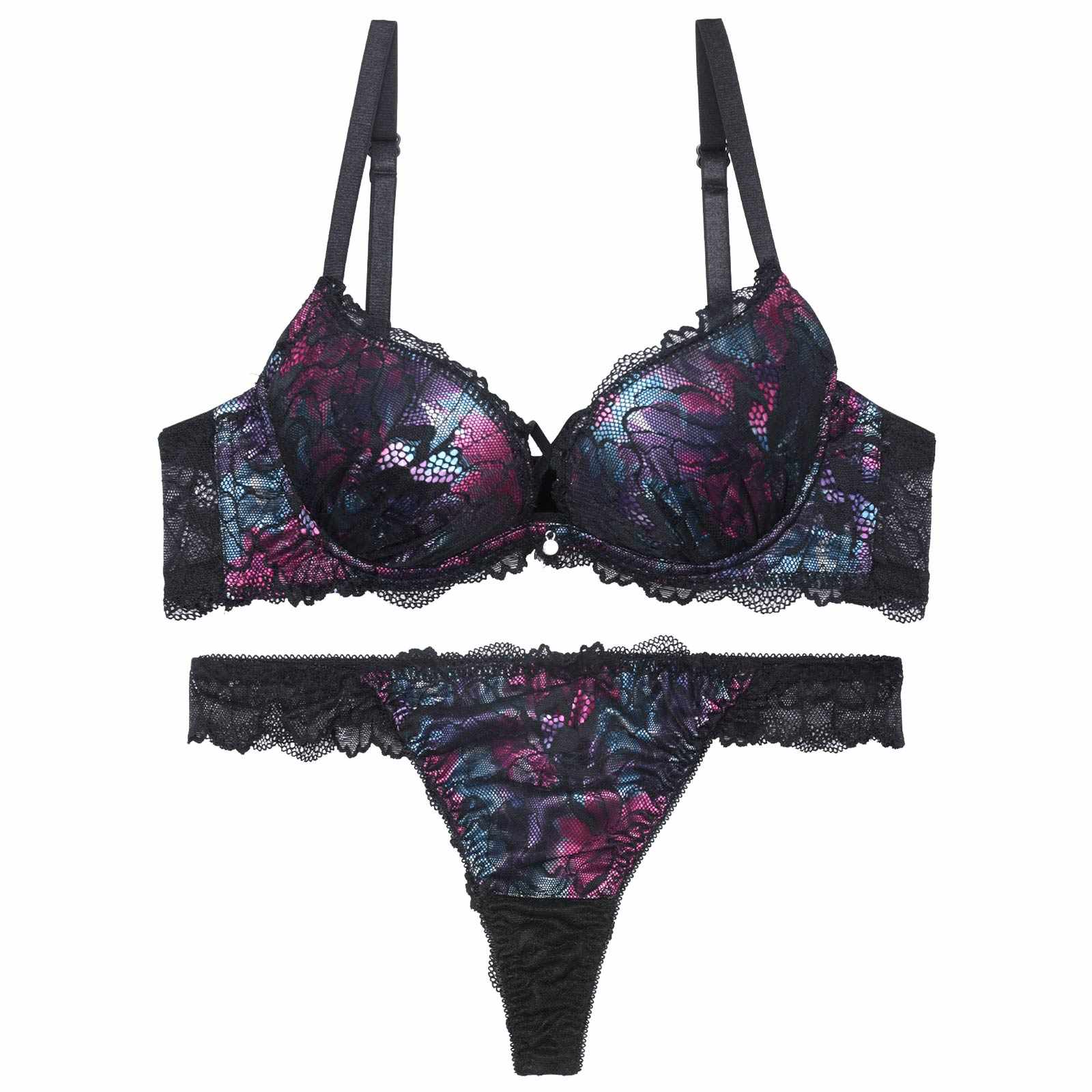 ルミナスシャドウブルームブラジャー&バック透けTバックショーツ