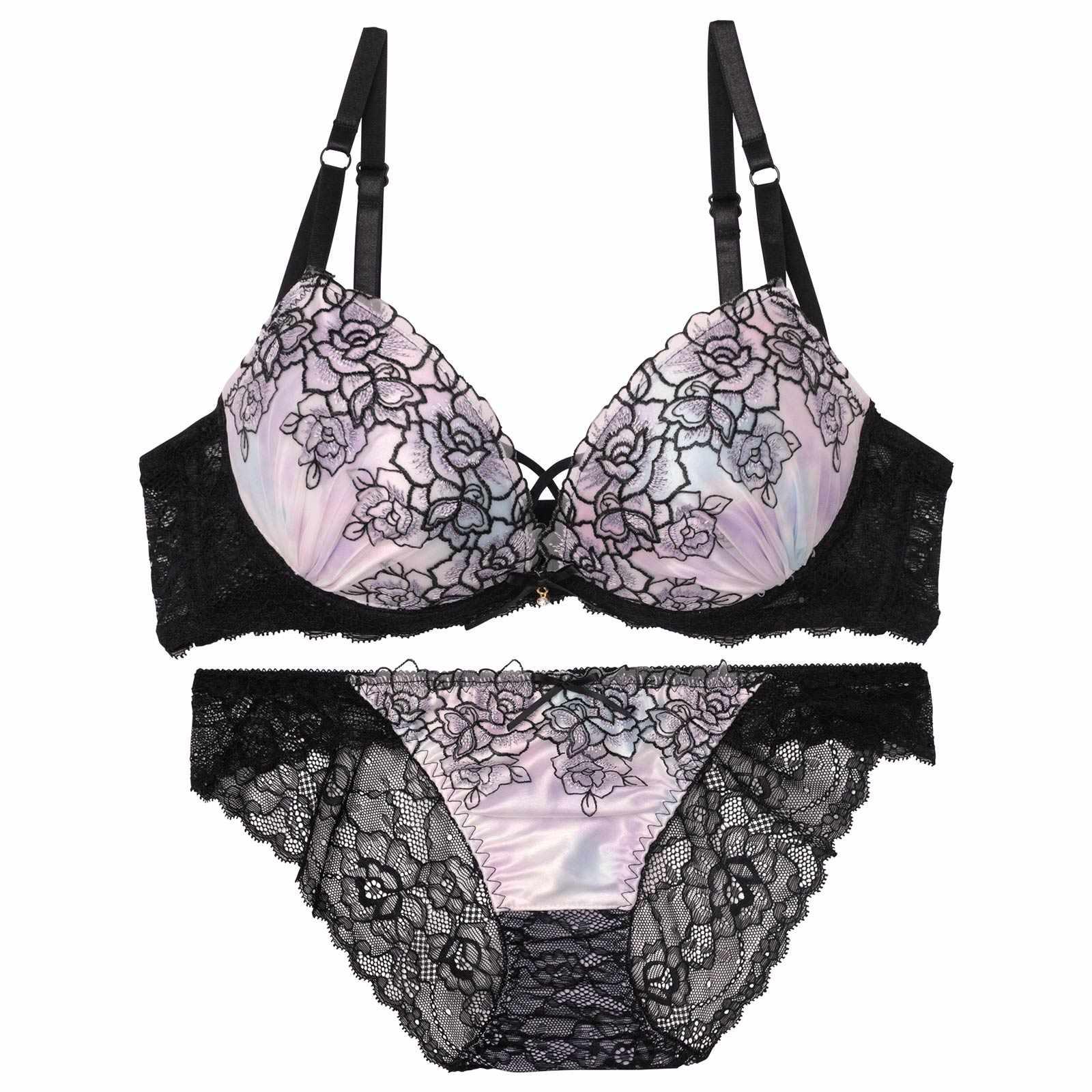 3/5再販!【三上悠亜着用】マーブルベルローズブラジャー&バック透けフルバックショーツ
