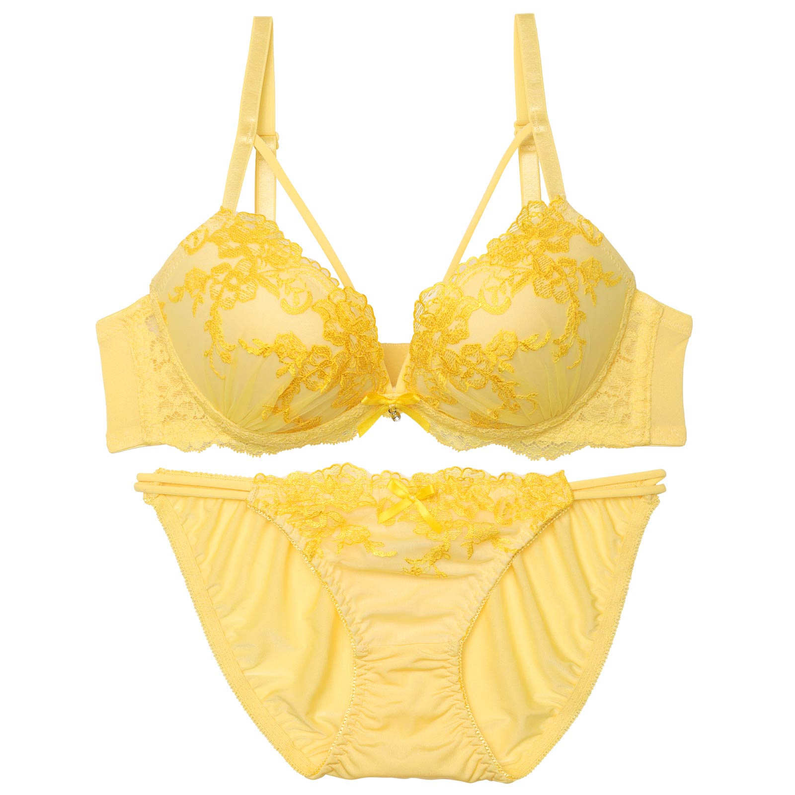 ラディアントフラワーレースブラジャー&フルバックショーツ