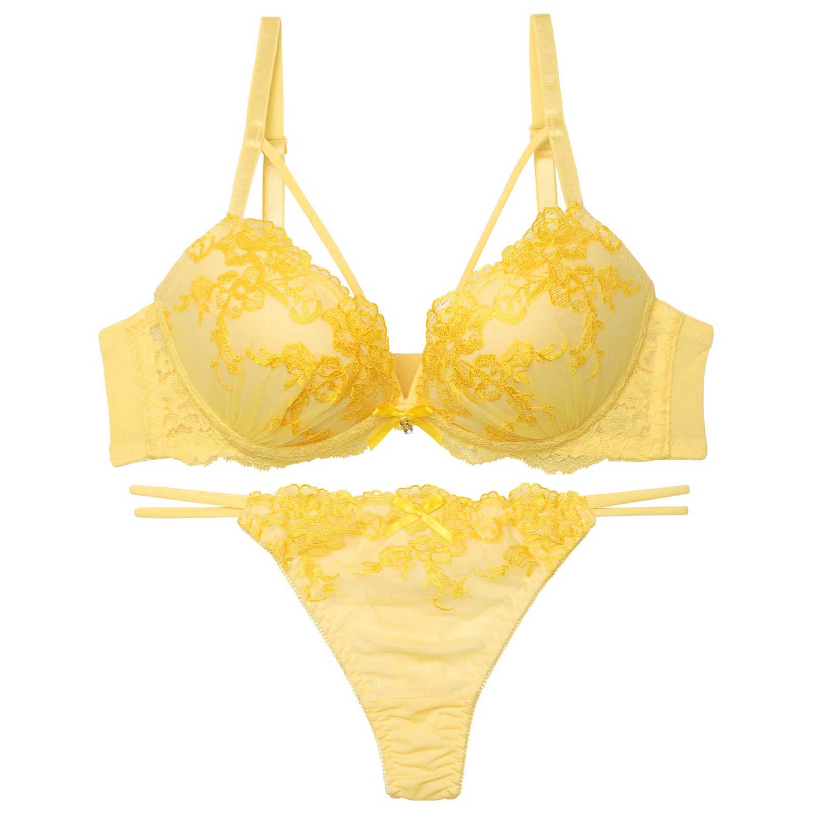 ラディアントフラワーレースブラジャー&Tバックショーツ