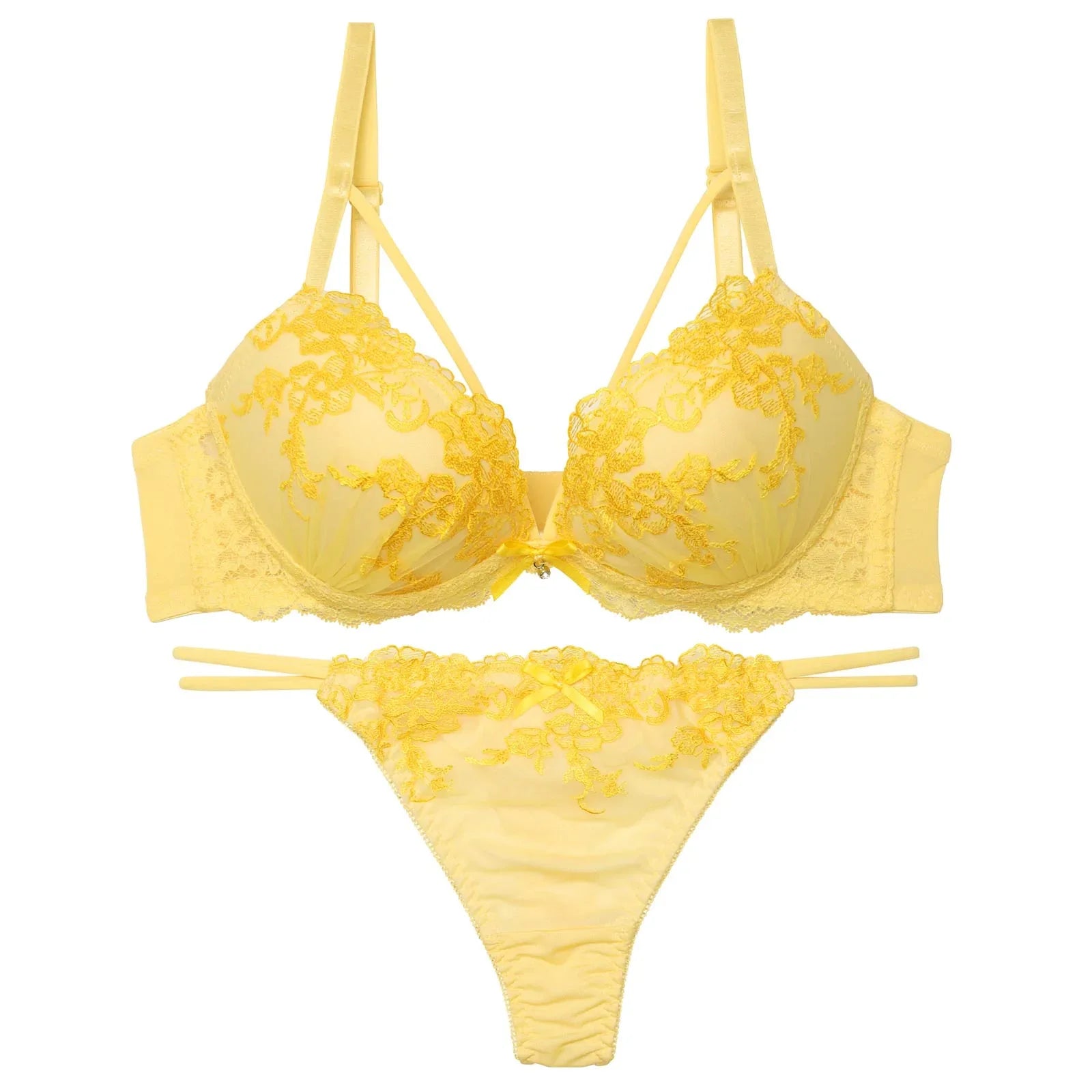 ラディアントフラワーレースブラジャー&Tバックショーツ