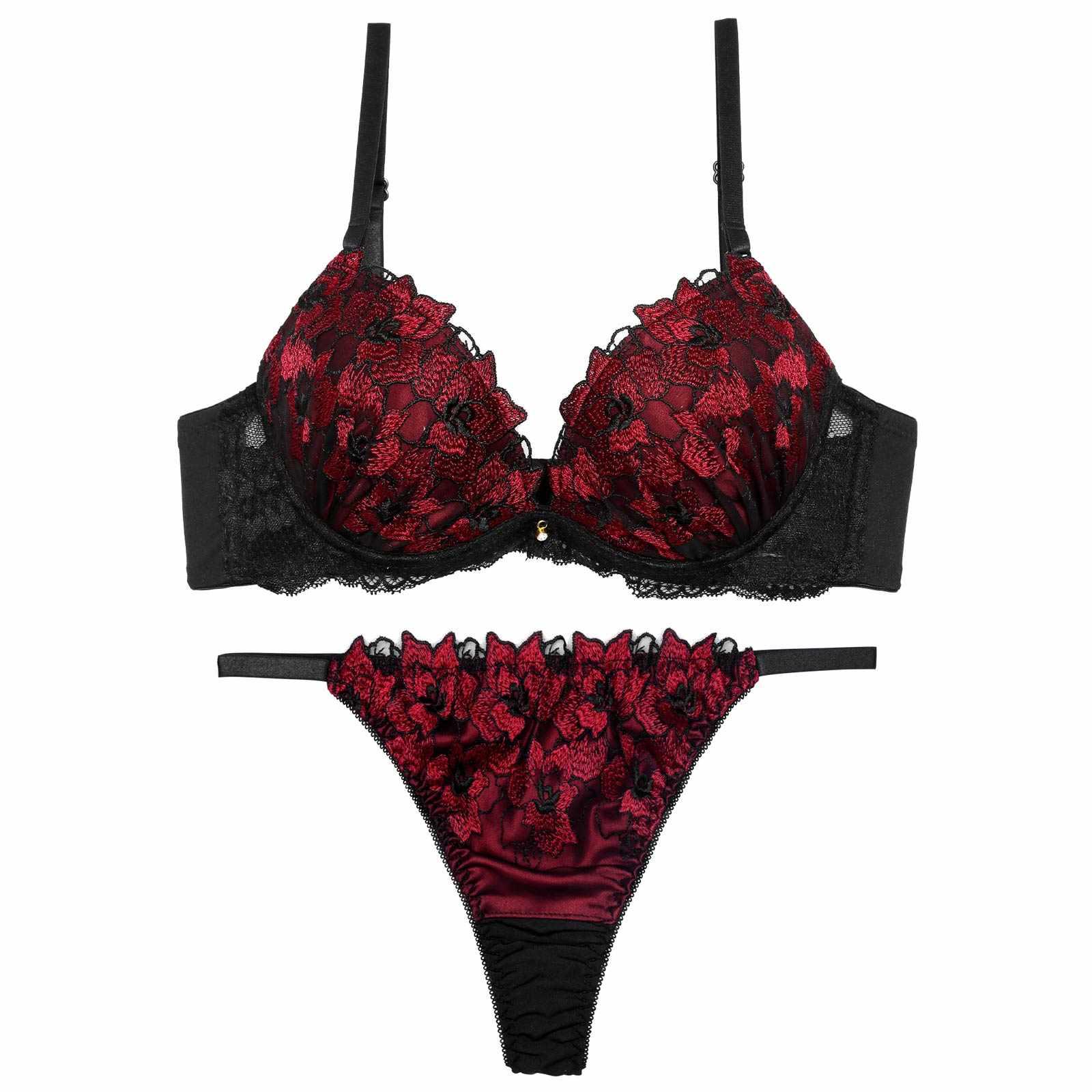 11/8再販!グラマーブロッサムエンブロイダリーブラジャー&Tバックショーツ