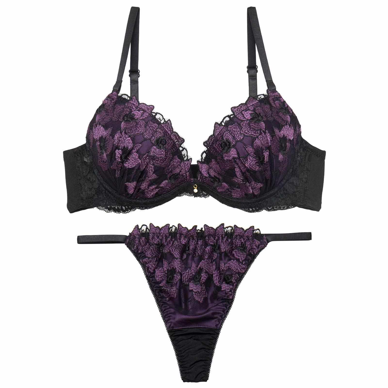 11/8再販!グラマーブロッサムエンブロイダリーブラジャー&Tバックショーツ