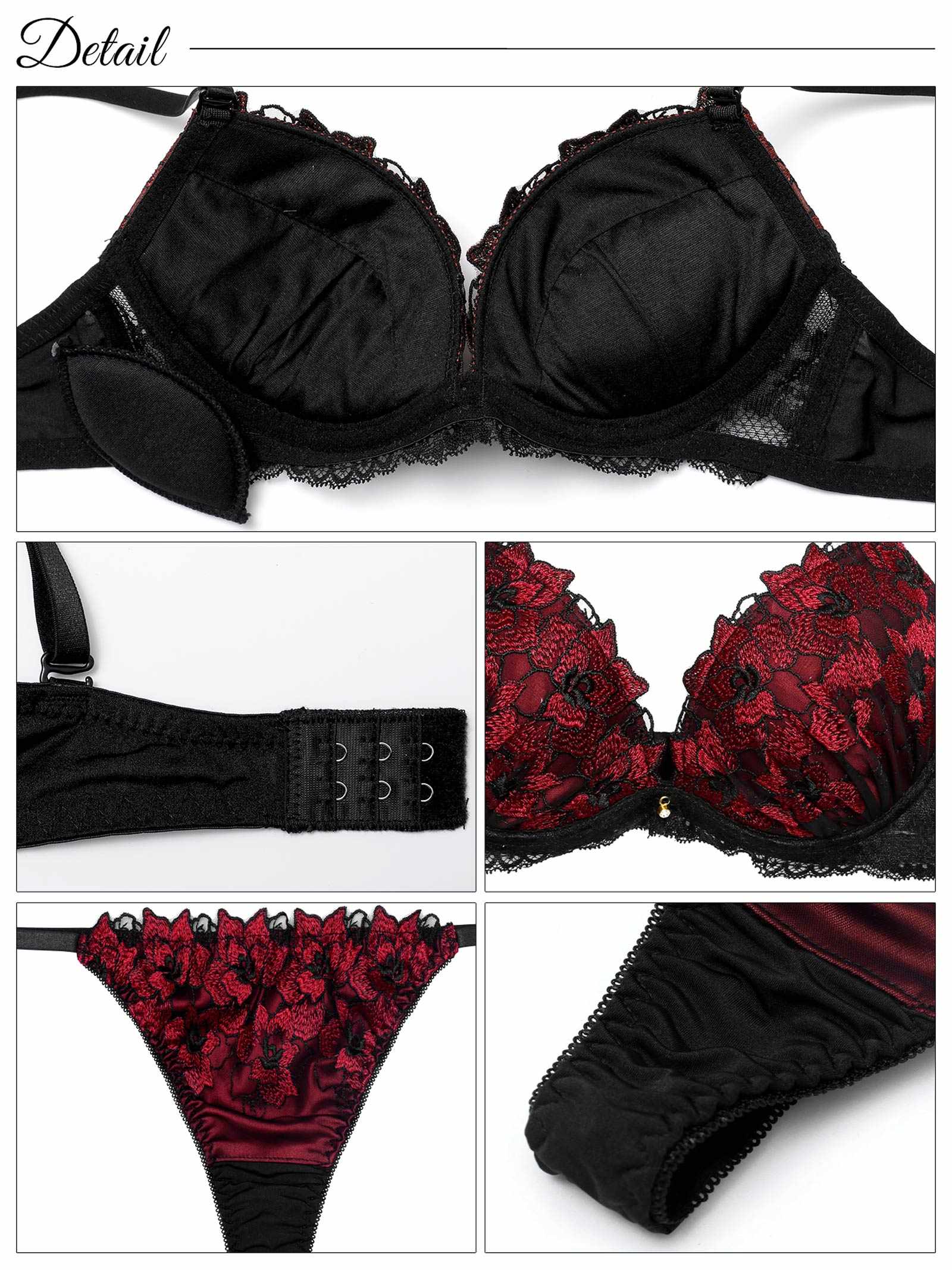 7/10再販!グラマーブロッサムエンブロイダリーブラジャー&Tバックショーツ