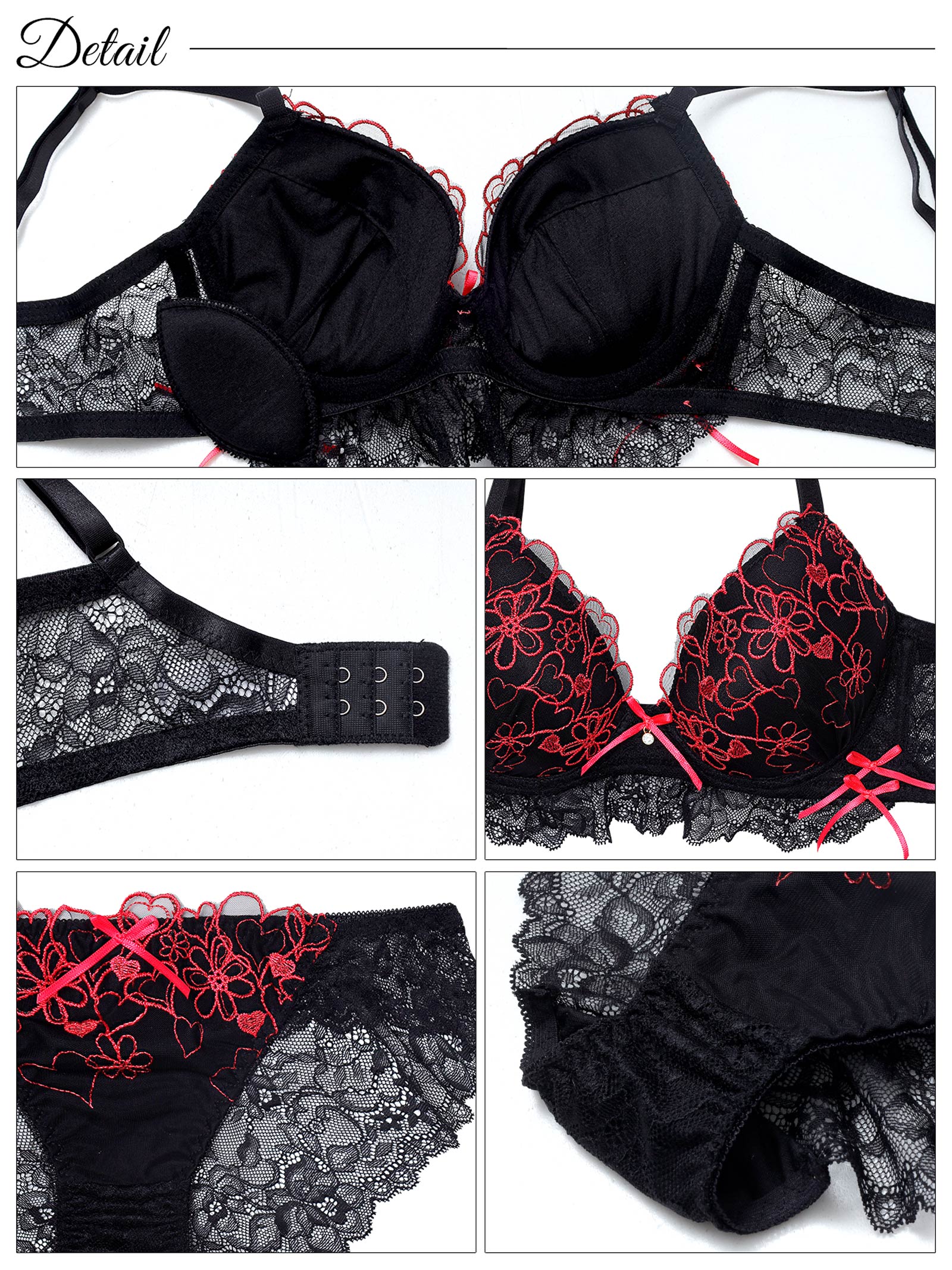 7/7新作!ダブルリボンメロウハートブラジャー&バック透けフルバックショーツ