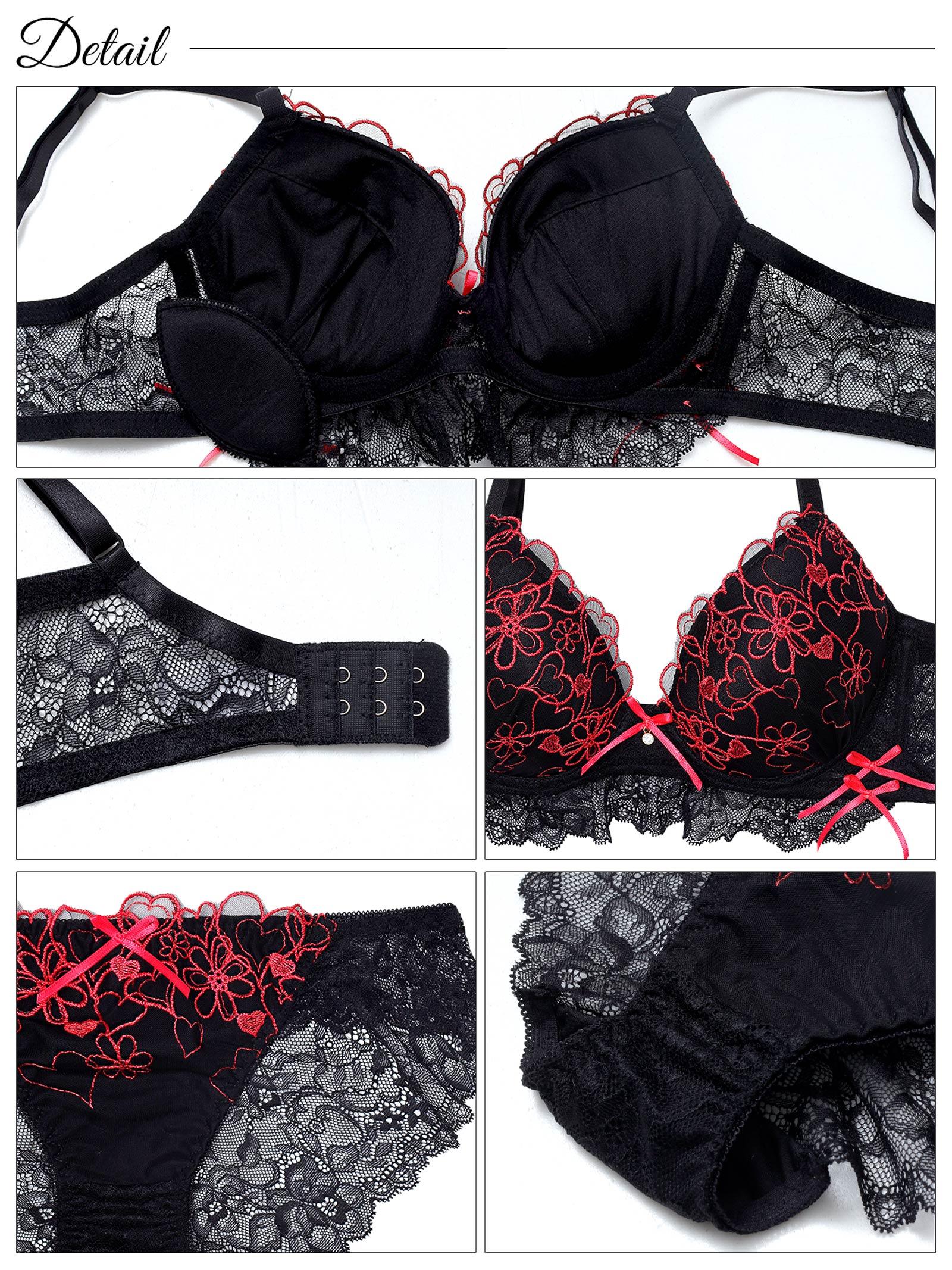 7/7新作!ダブルリボンメロウハートブラジャー&バック透けフルバックショーツ