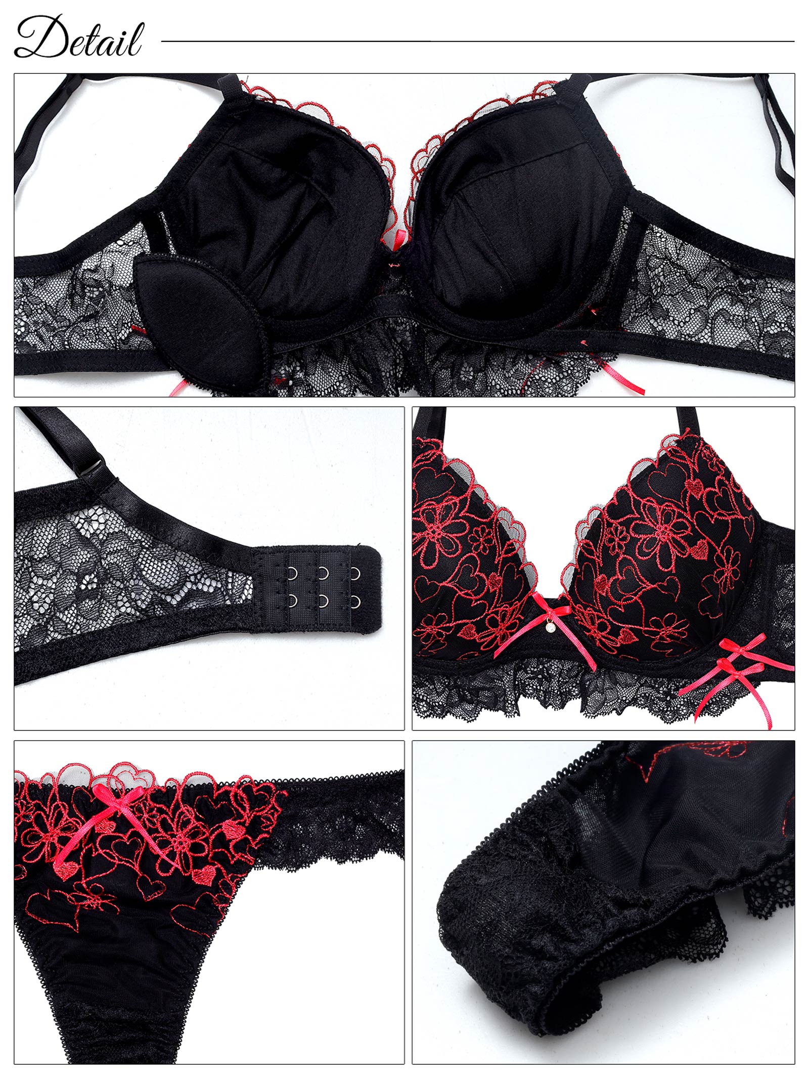 7/7新作!ダブルリボンメロウハートブラジャー&バック透けTバックショーツ