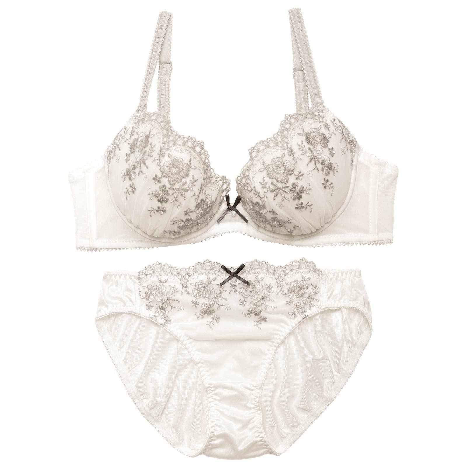 スカラップダスティブルームブラジャー&フルバックショーツ