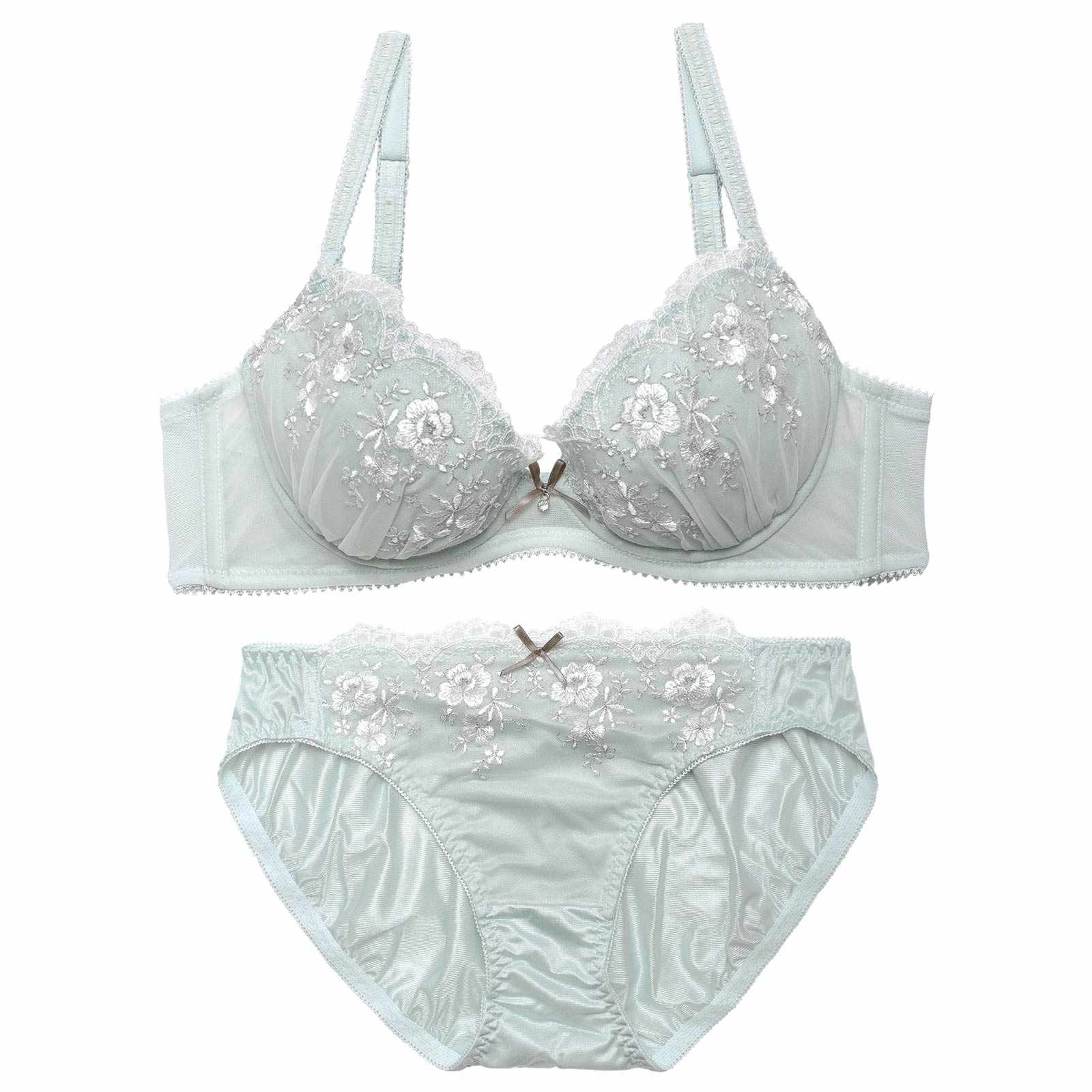 スカラップダスティブルームブラジャー&フルバックショーツ