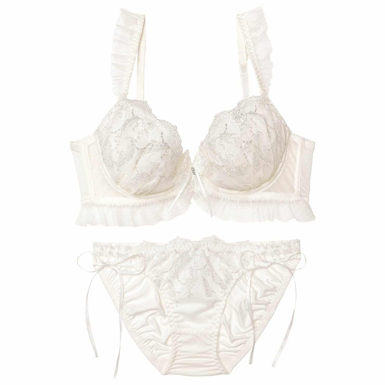 エンジェルフェザーフリルブラジャー&フルバックショーツ