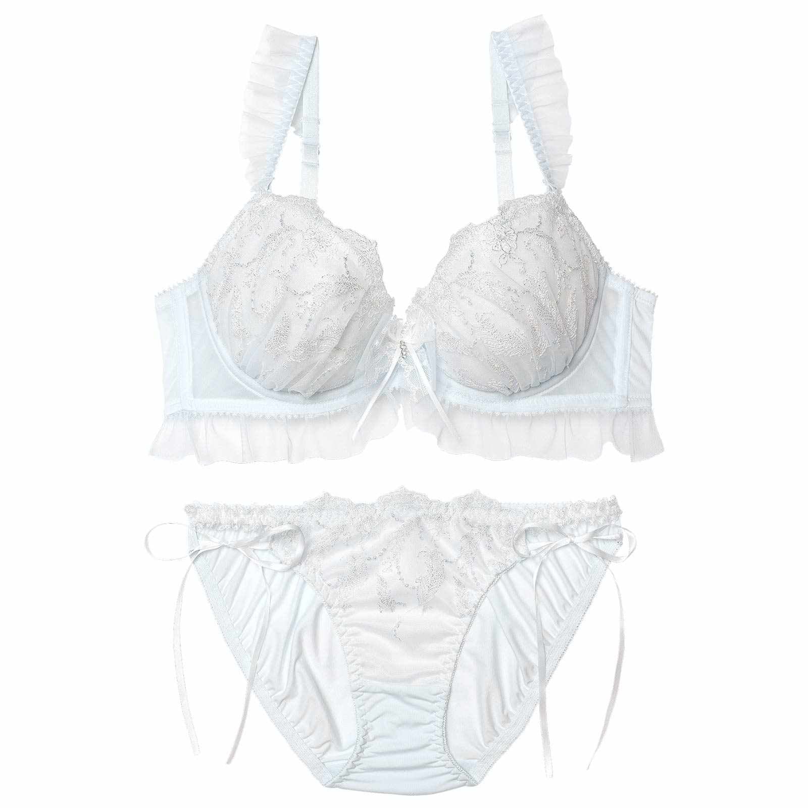 エンジェルフェザーフリルブラジャー&フルバックショーツ