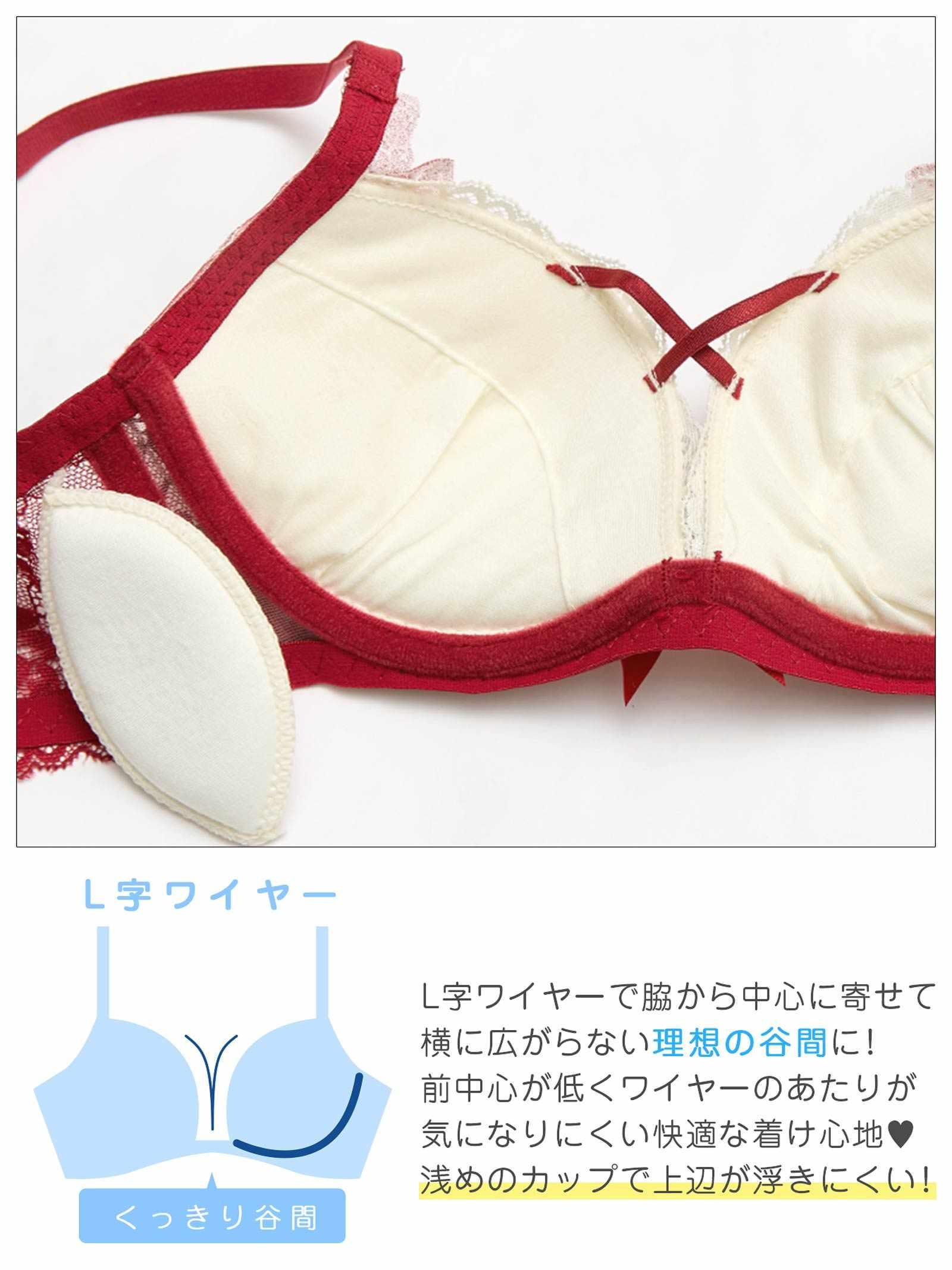 12/12新作!【EFサイズ】エレガントエンブロイダリー育乳脇高ブラジャー&バック透けフルバックショーツ