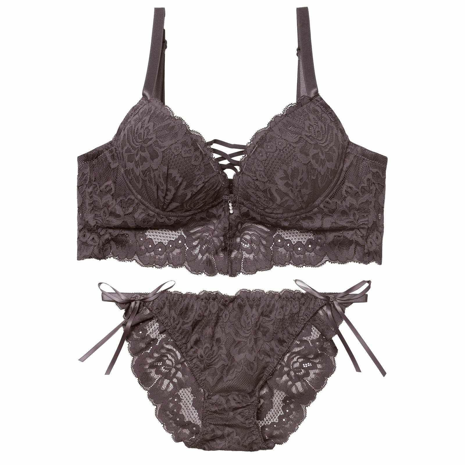 2/9新作!ノーブルレースアップビスチェ育乳脇高ブラジャー&バック透けフルバックショーツ