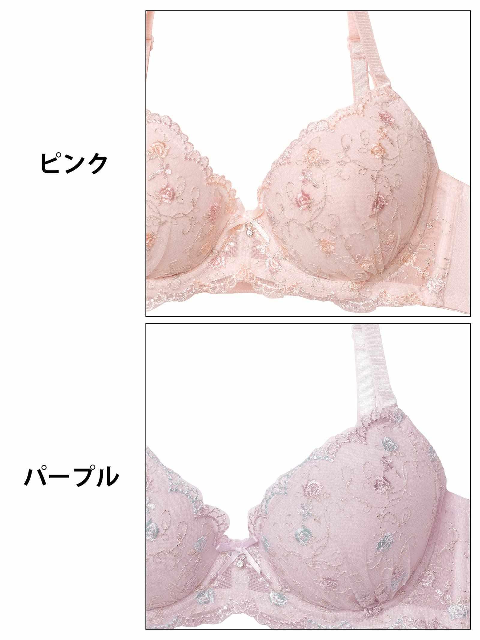 10/24新作!【EFサイズ】ガーリーパステルローズブラジャー&フルバックショーツ