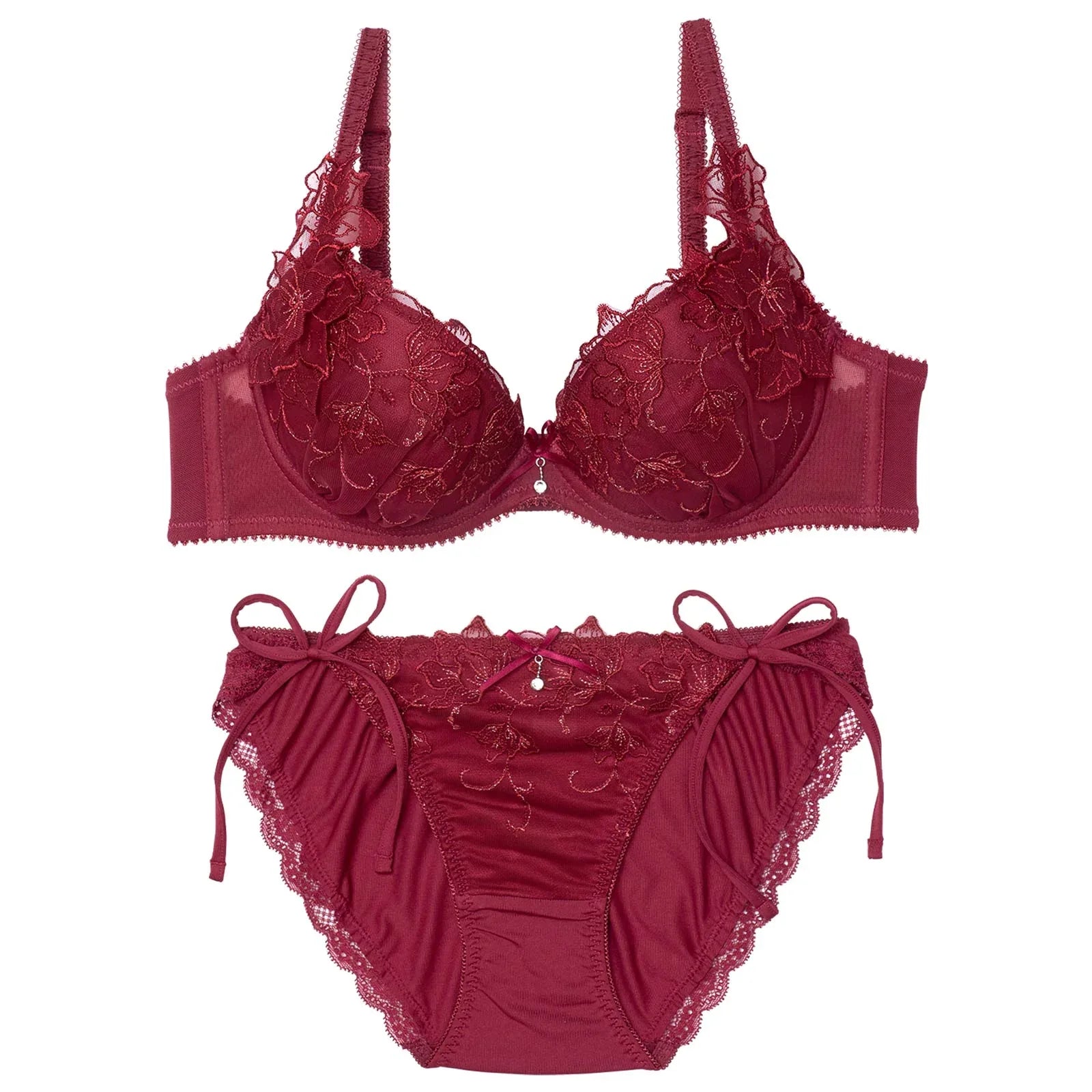 ブリリアントダークフルールブラジャー&サイド紐フルバックショーツ