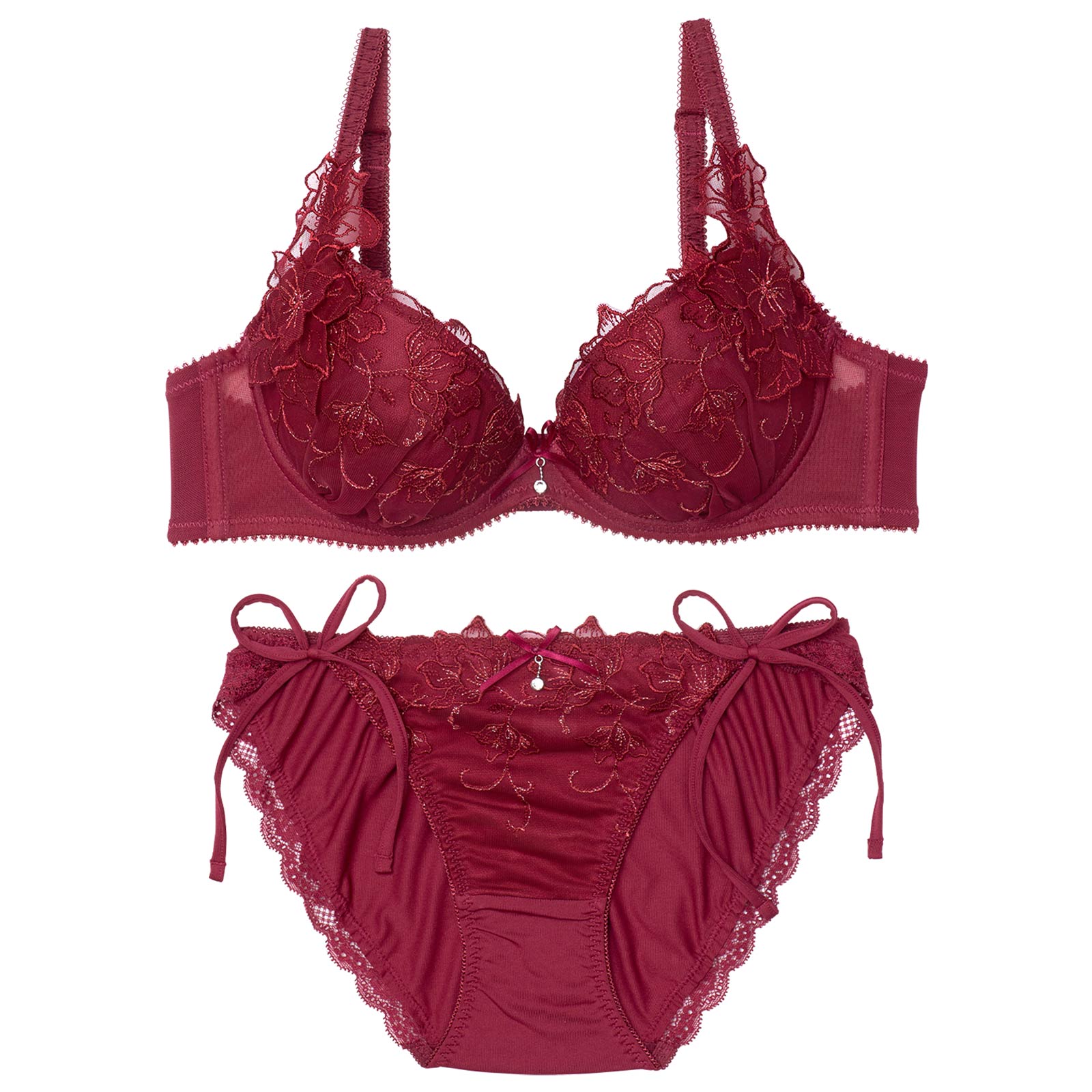 1/5新作!ブリリアントダークフルールブラジャー&サイド紐フルバックショーツ