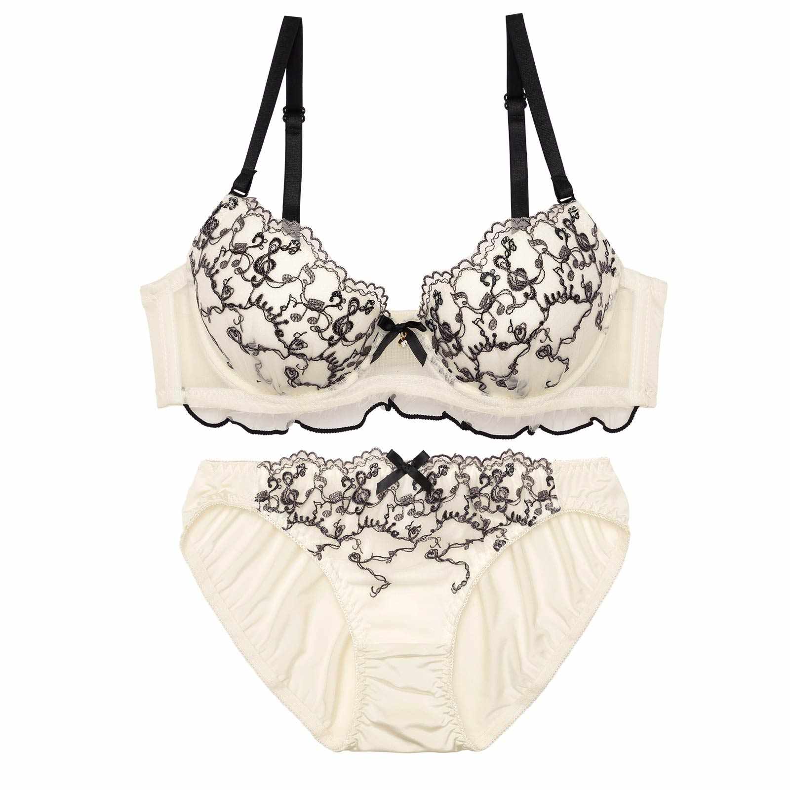3/20新作!スウィートメロディエンブロイダリーブラジャー&フルバックショーツ