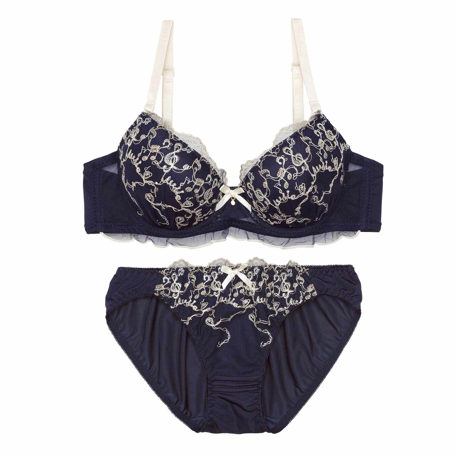 3/20新作!スウィートメロディエンブロイダリーブラジャー&フルバックショーツ