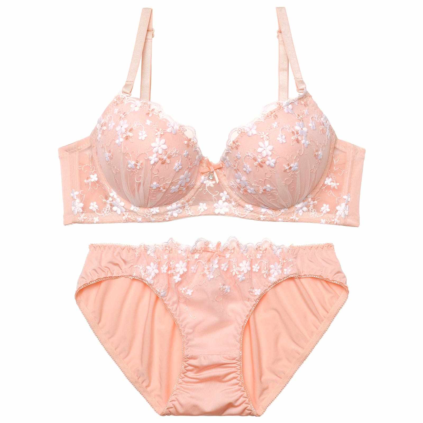 2/13新作!フェミニンプチフラワーブラジャー&フルバックショーツ