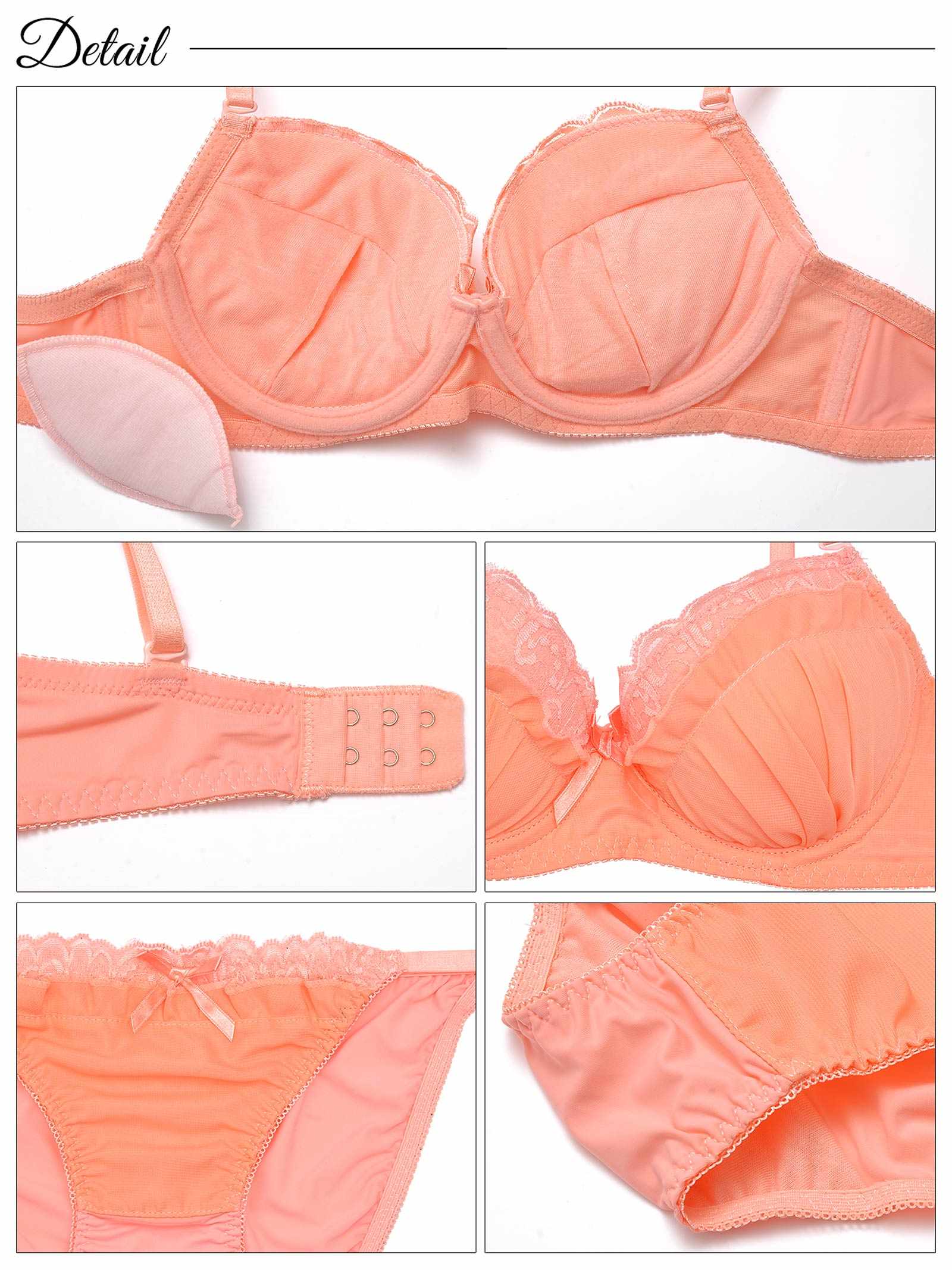 ジョーゼットフリルレースブラジャー&フルバックショーツ