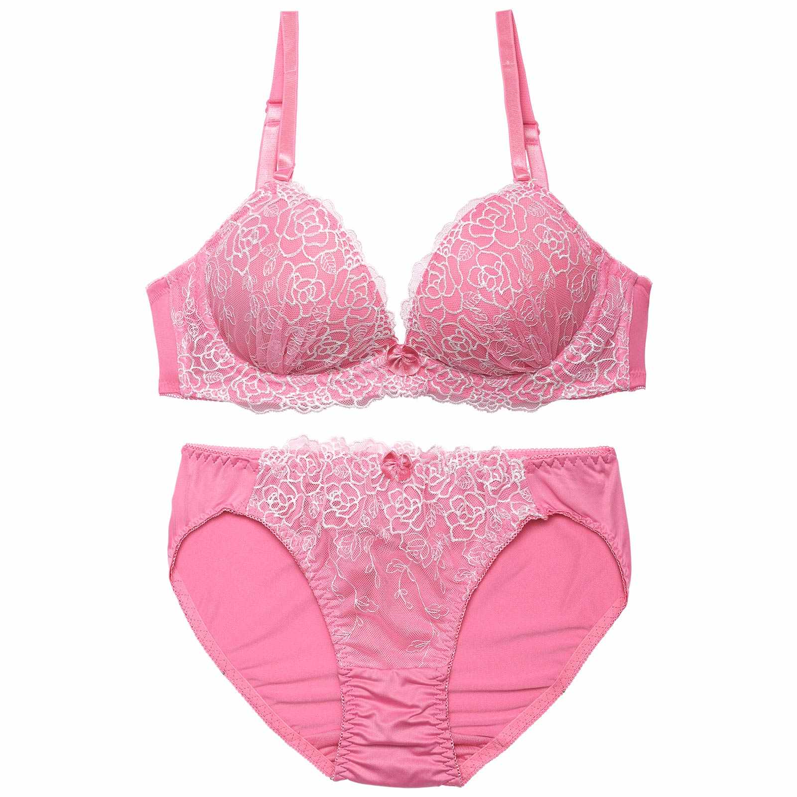 【ノンワイヤー】シアービビットローズブラジャー&フルバックショーツ