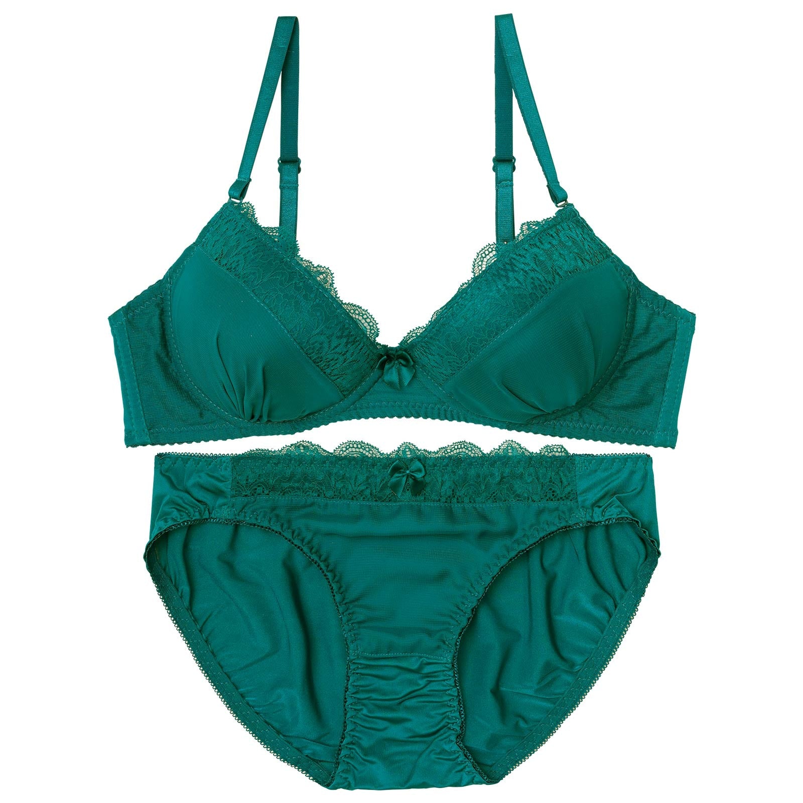 【ノンワイヤー】ナチュラルジョーゼットレースブラジャー&フルバックショーツ