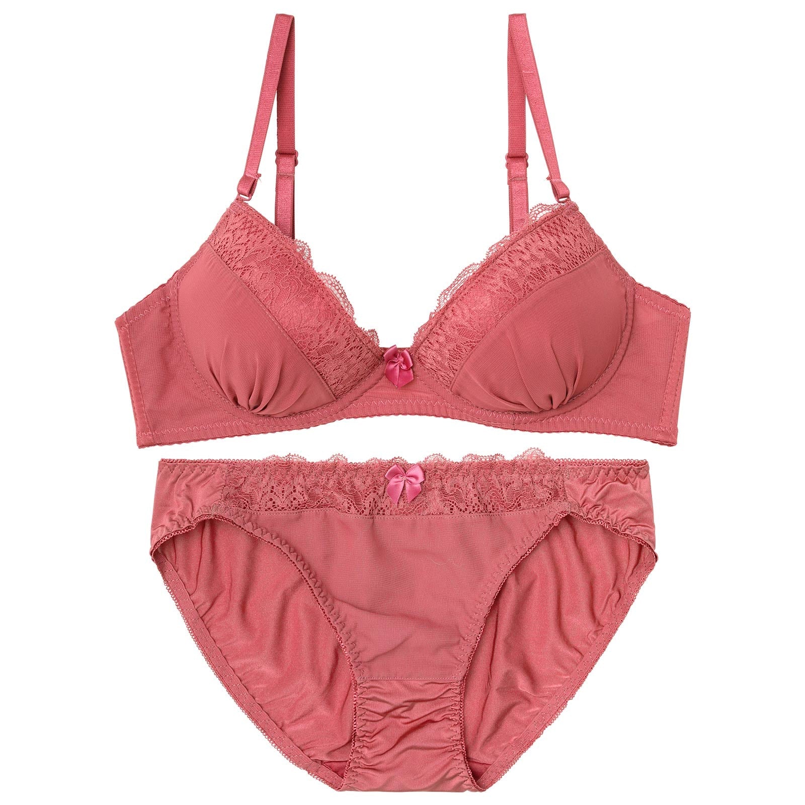 【ノンワイヤー】ナチュラルジョーゼットレースブラジャー&フルバックショーツ