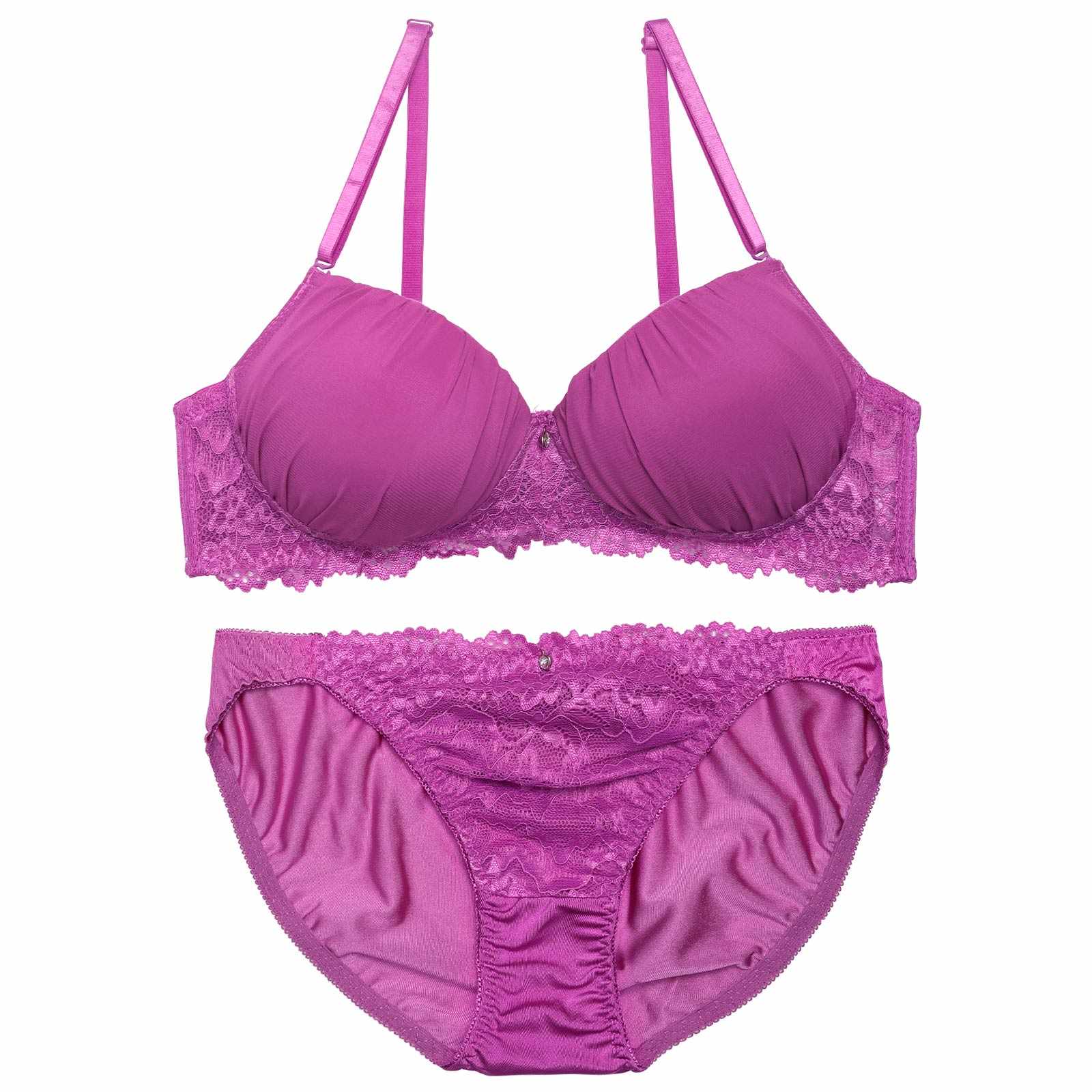 【ノンワイヤー】ワンカラージョーゼットレーシィブラジャー&フルバックショーツ