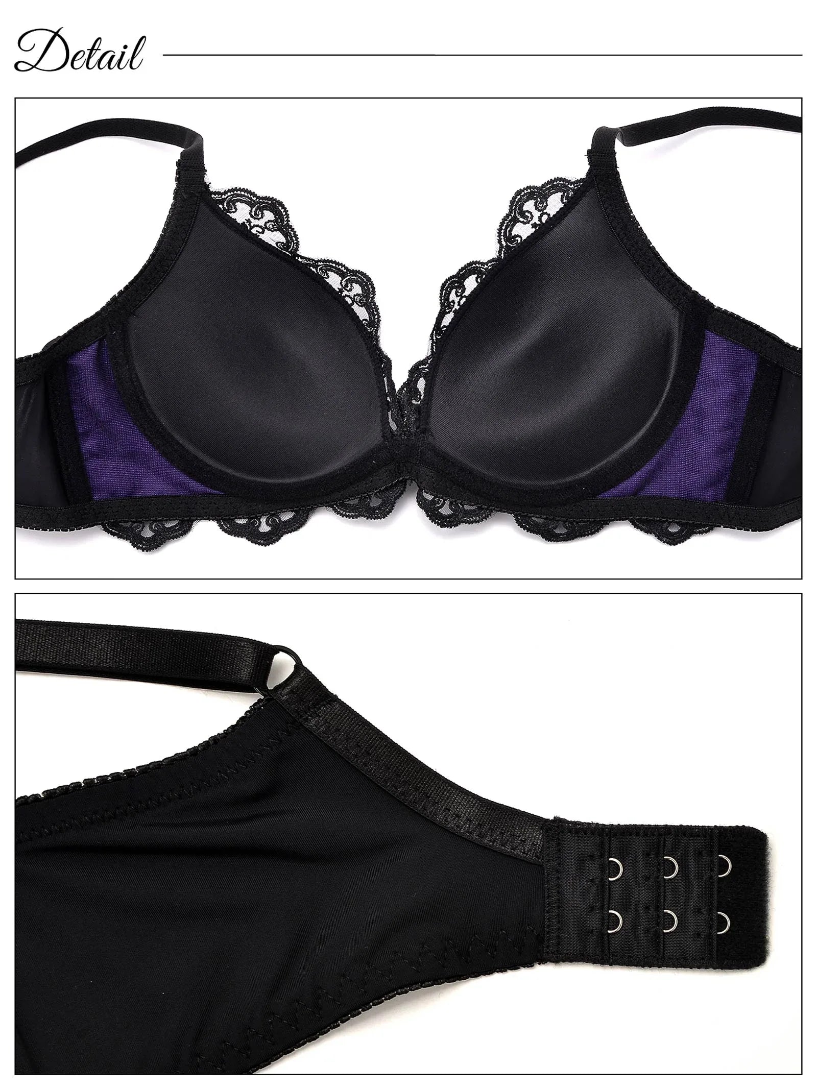 【GHサイズ】ダマスクサテンレース育乳脇高ブラジャー&フルバックショーツ - 【公式】247Lingerie