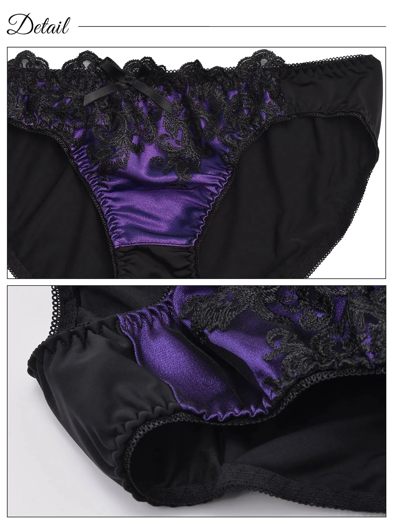 【GHサイズ】ダマスクサテンレース育乳脇高ブラジャー&フルバックショーツ - 【公式】247Lingerie